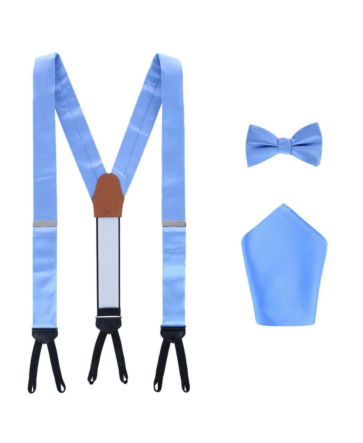 Trafalgar Mens Sutton Solid Color Silk Brace Bow Tie & Pocket Square Combo Product Image