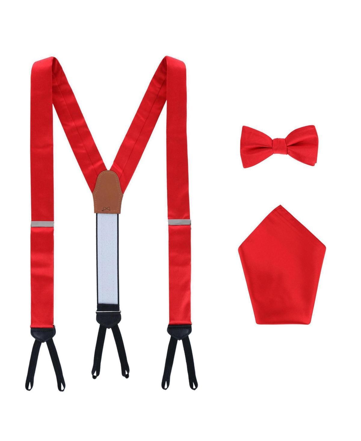 Trafalgar Mens Sutton Solid Color Silk Brace Bow Tie & Pocket Square Combo Product Image