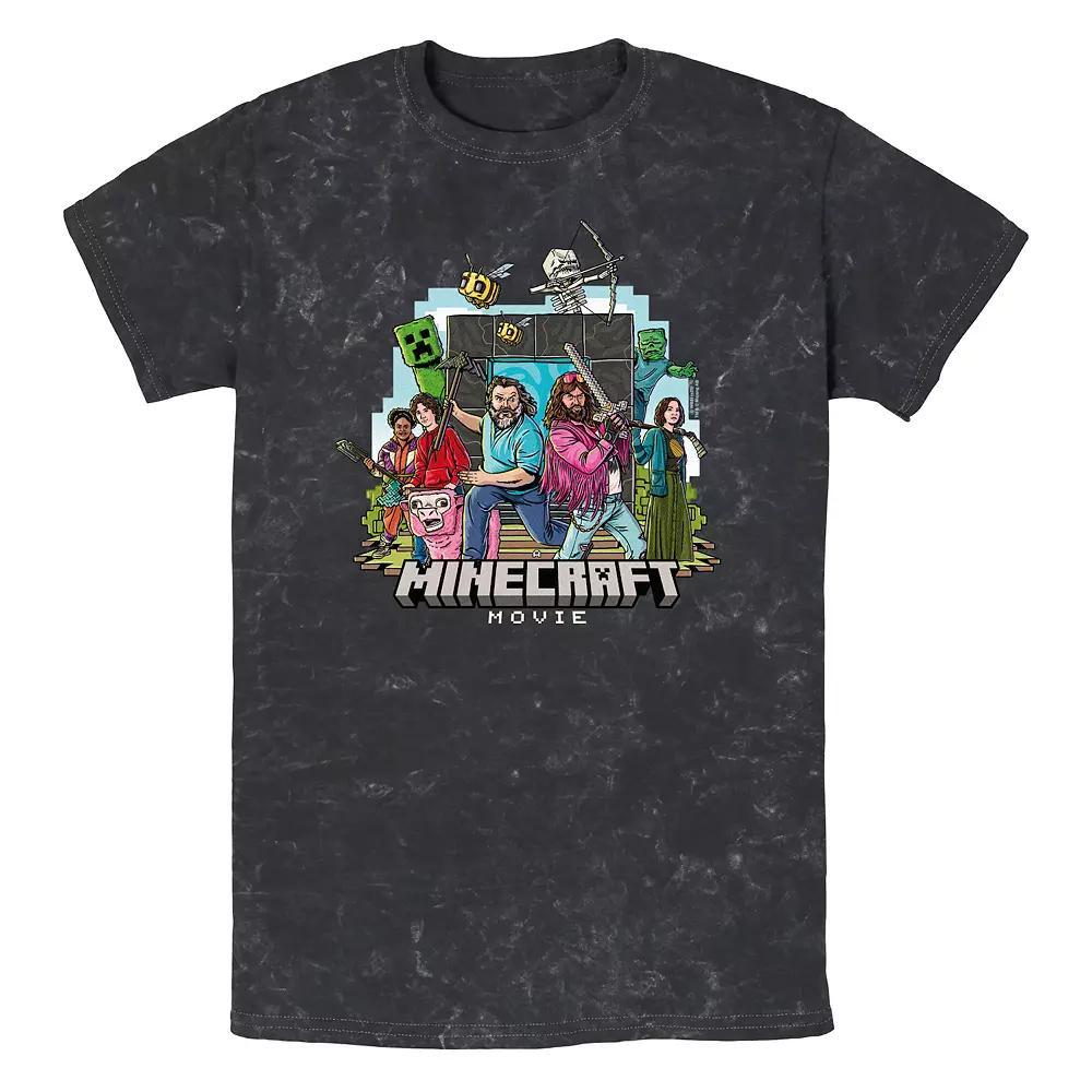 Men's Minecraft Movie Heroes Group Mineral Wash Graphic Tee, Size: Large, Black Product Image