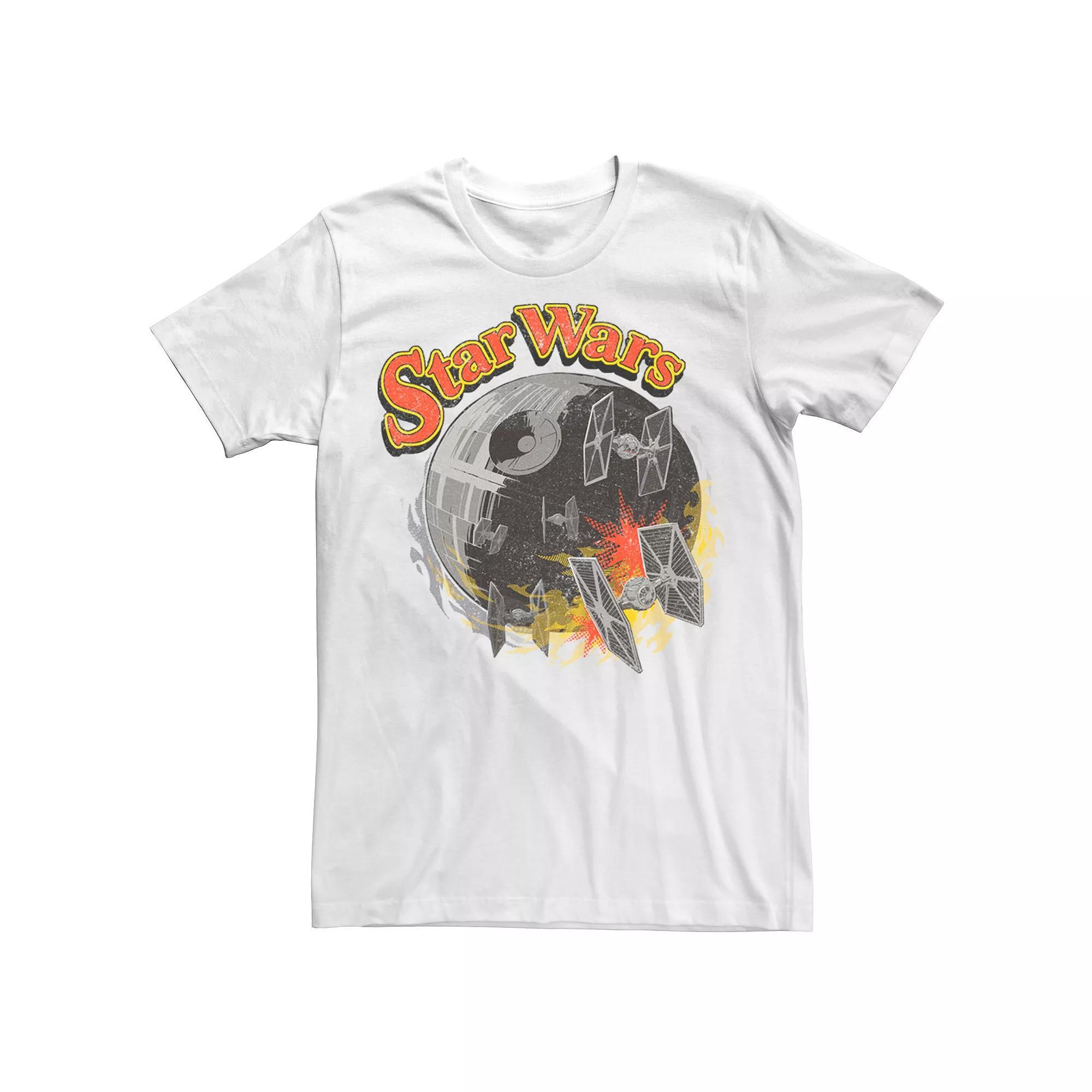 Men's Star Wars Retro Death Star Burn Tee, Size: Small, White Product Image