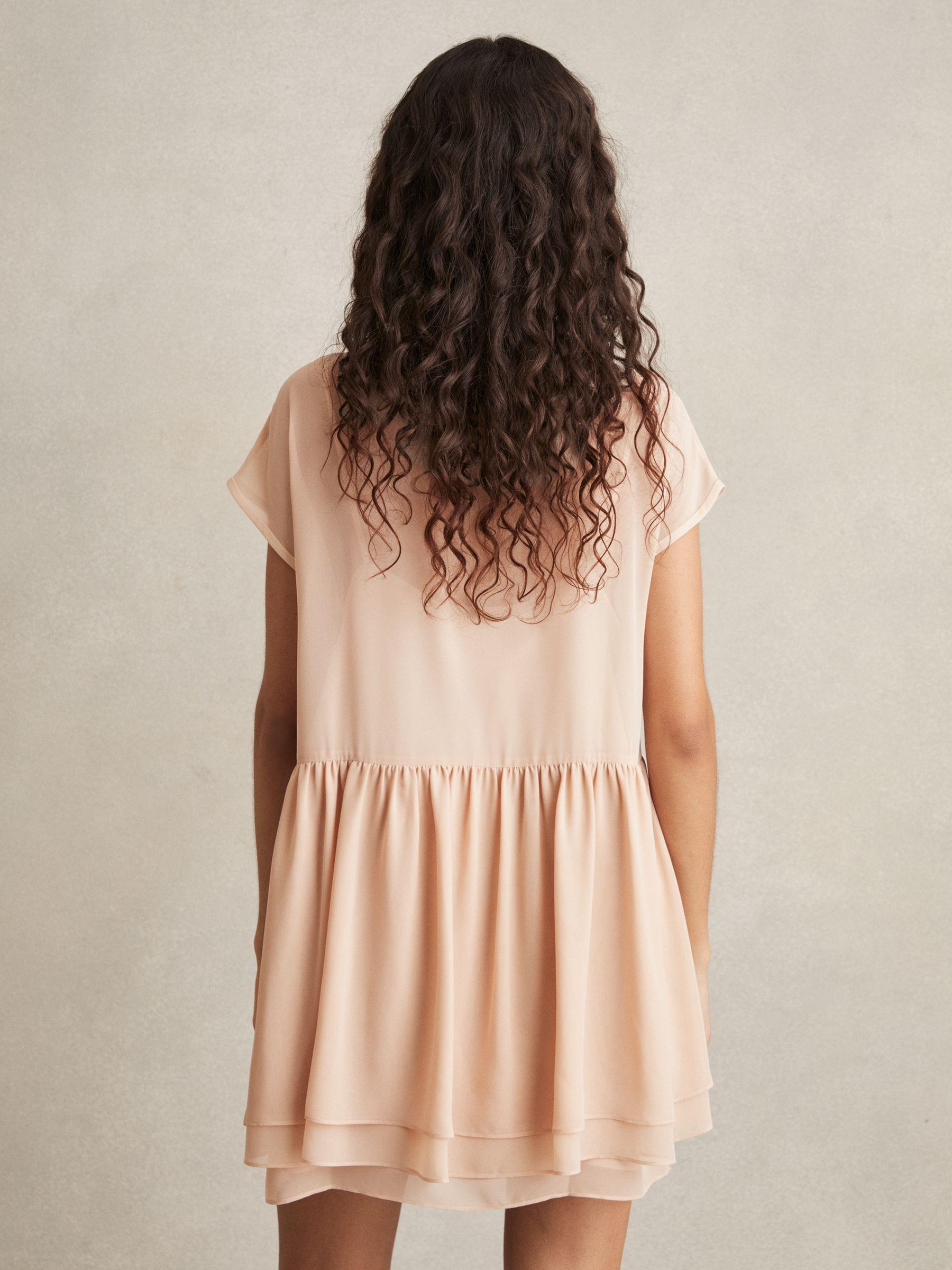 Tiered Mini Dress in Pale Pink Product Image