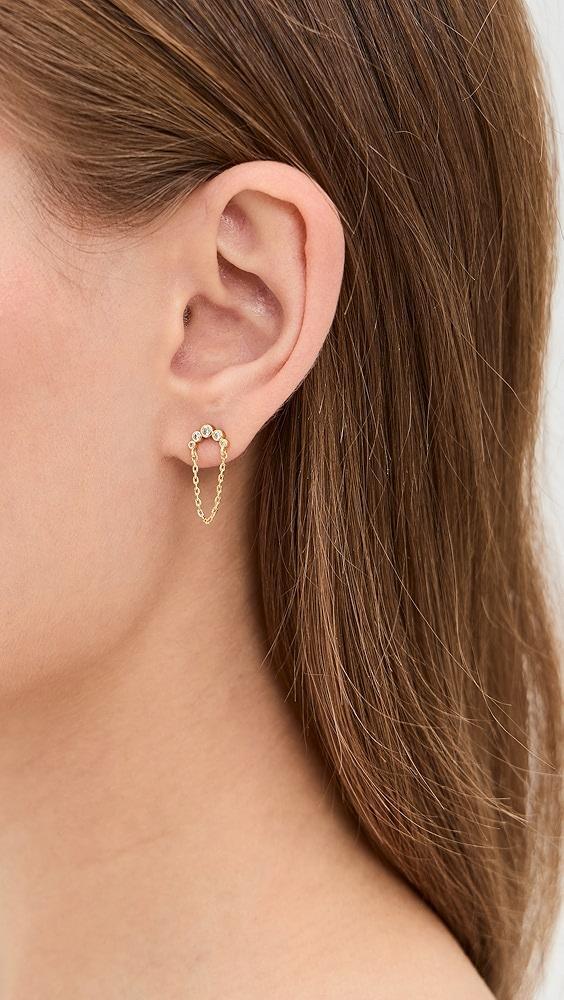 By Adina Eden Cubic Zirconia Bezel Curved Bar Chain Stud Earrings | Shopbop Product Image
