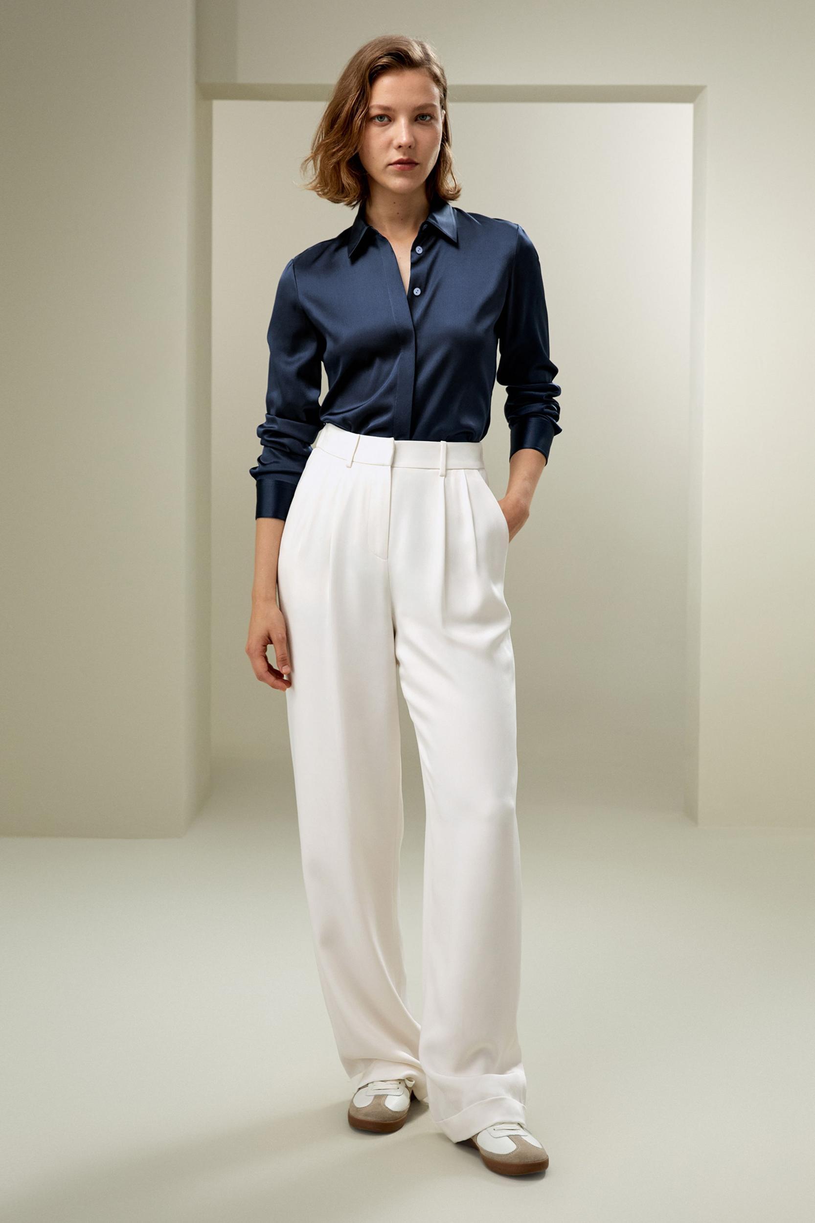 Elegant Silhouette Silk Shirt Product Image