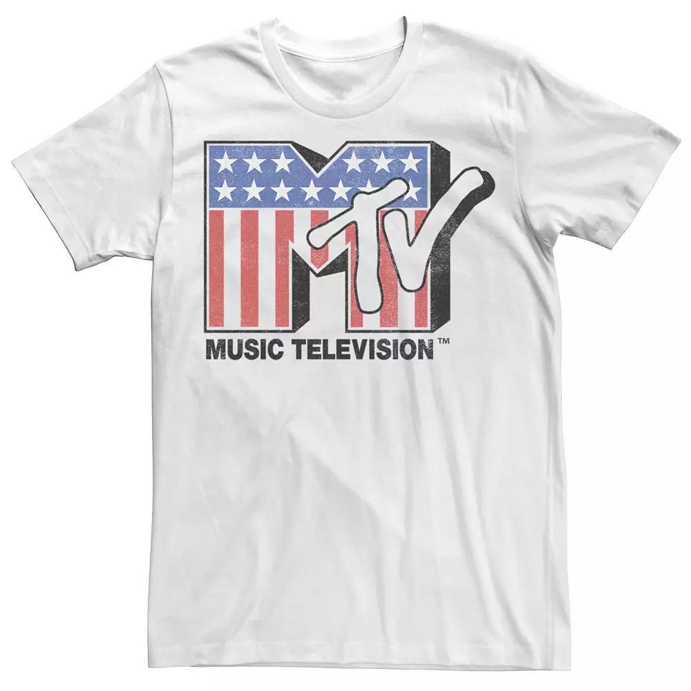 Men's MTV Music Television Vertical Patriotic Stripes Graphic Tee, Size: XXL, White Product Image