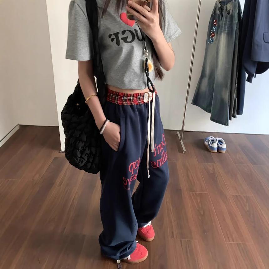 Low Rise Lettering Wide Leg Pants Product Image