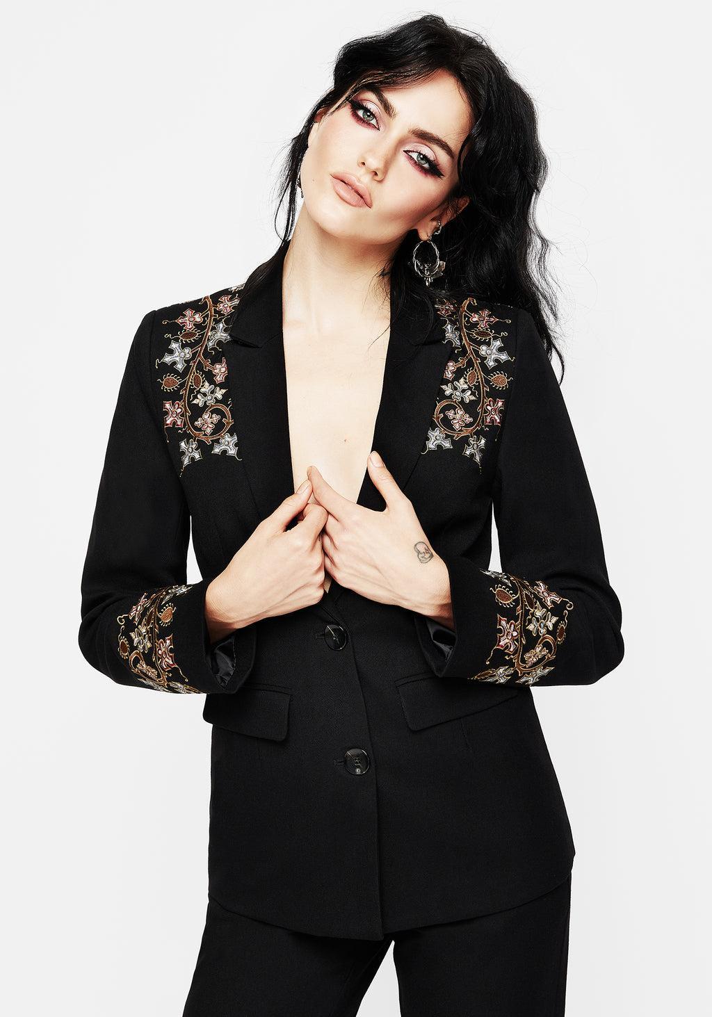 Nasturtium Floral Embroidered Relaxed Blazer Product Image