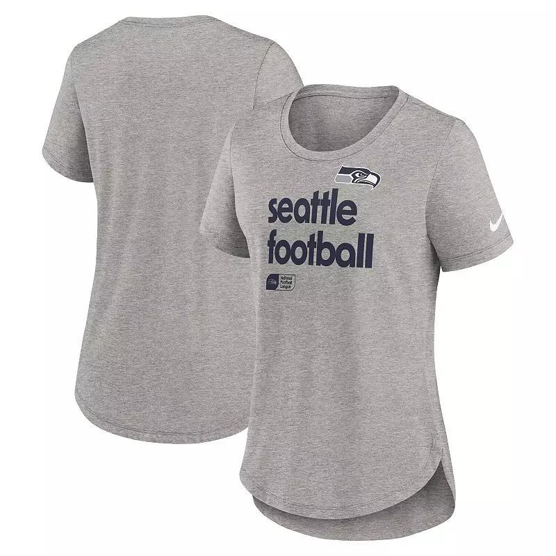 Women's Nike  Heather Gray Seattle Seahawks Fashion Tri-Blend T-Shirt, Size: Small, Grey Product Image