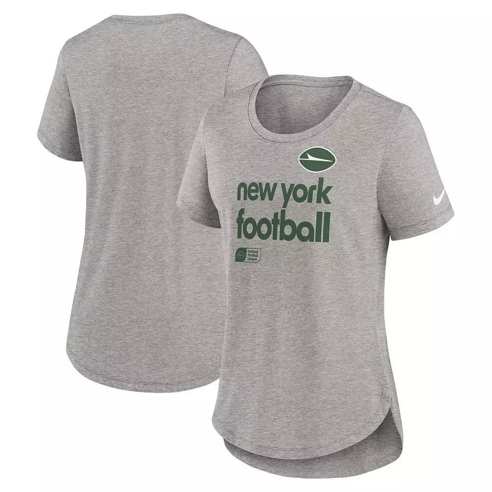 Women's Nike  Heather Gray New York Jets Fashion Tri-Blend T-Shirt, Size: Medium, Charco Product Image