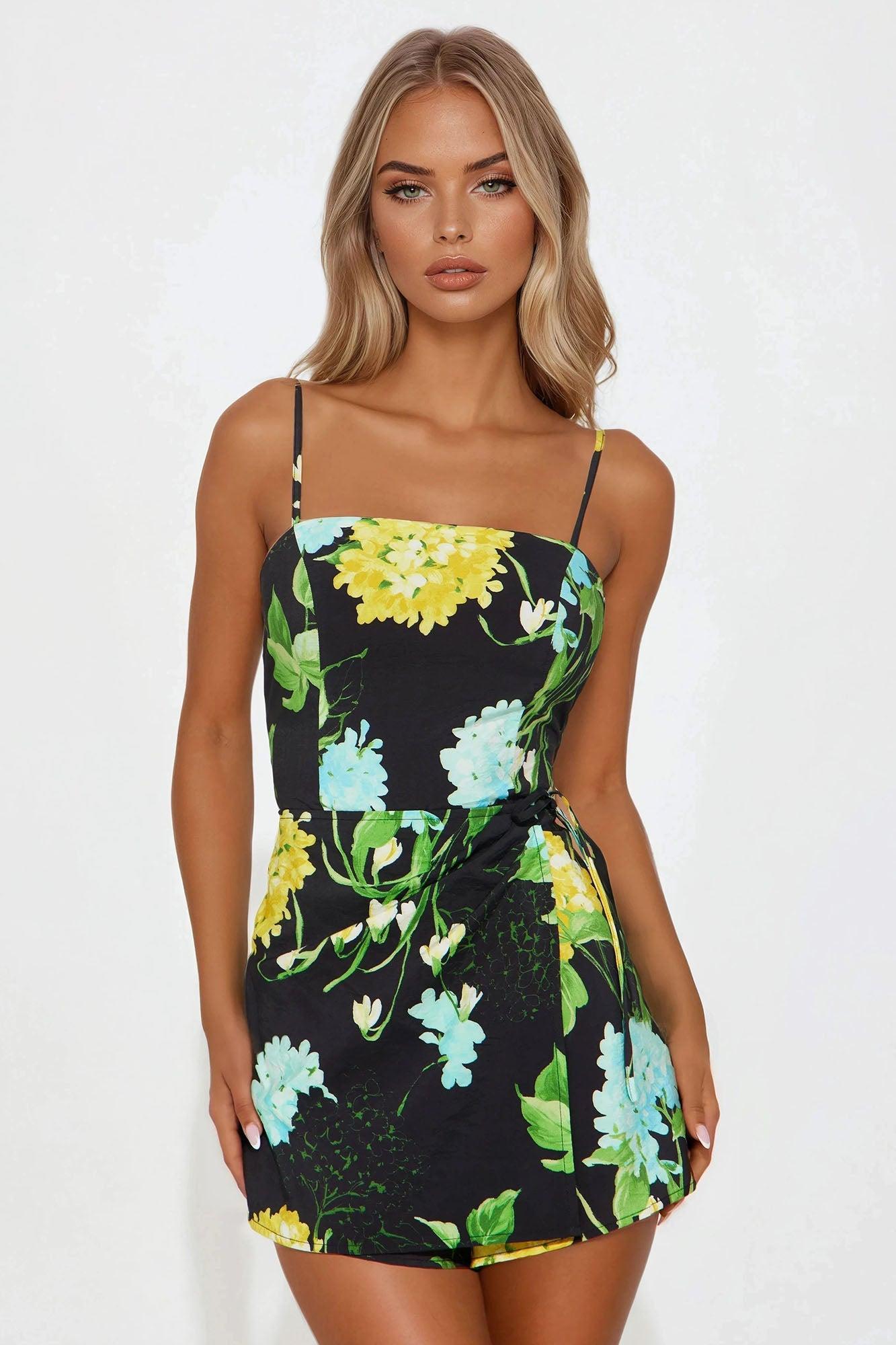 Daisy Floral Romper - Black/combo Product Image