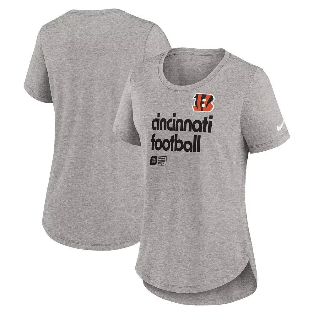 Women's Nike  Heather Gray Cincinnati Bengals Fashion Tri-Blend T-Shirt, Size: 2XL, Grey Product Image