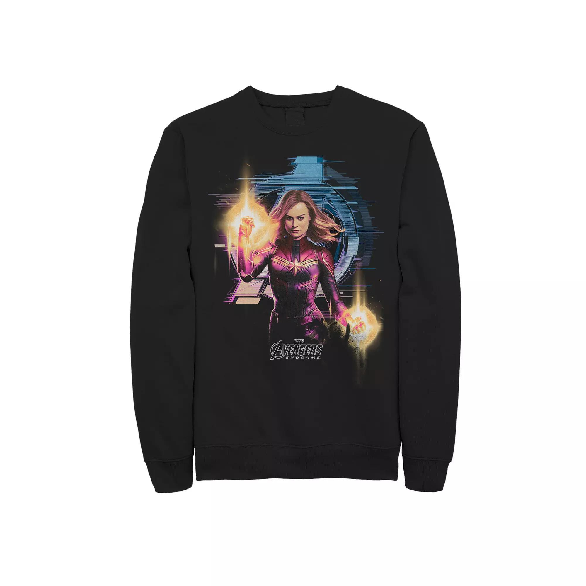 Men's Marvel Captain Marvel Action Portrait Logo Fleec, Size: XL, Black Product Image