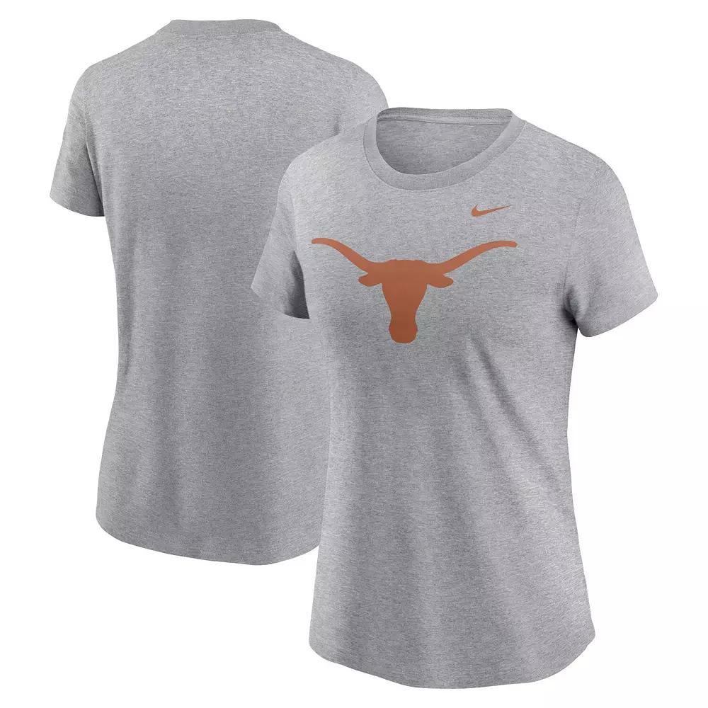 Women's Nike Heather Gray Texas Longhorns Primetime Evergreen Logo T-Shirt, Size: Small, Grey Product Image