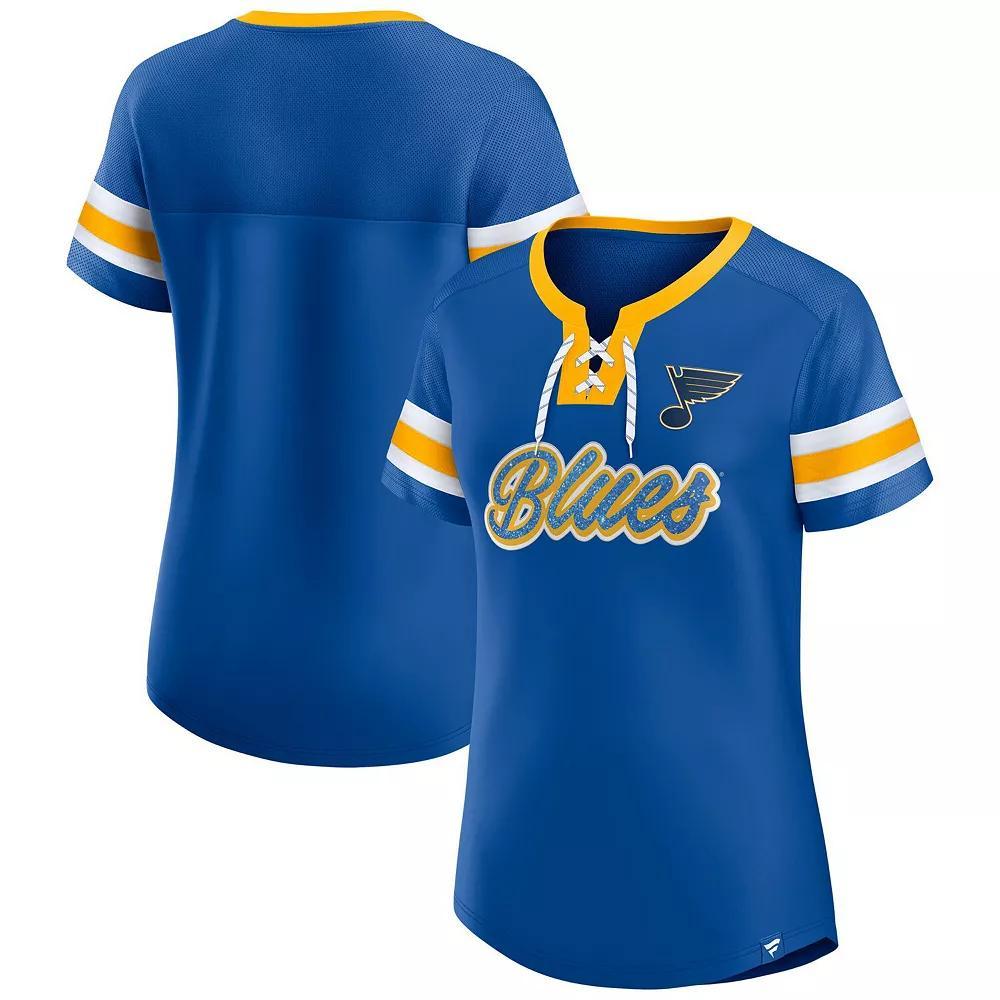 Women's Fanatics Blue St. Louis Blues Iconic Athena Lace-Up T-Shirt, Size: Small Product Image