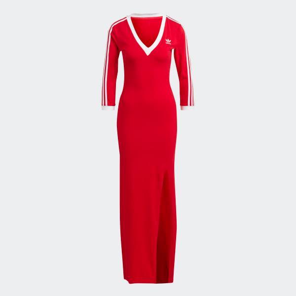 adidas Adicolor Classics 3-Stripes Maxi Dress Light Orchid 2XS Womens Product Image