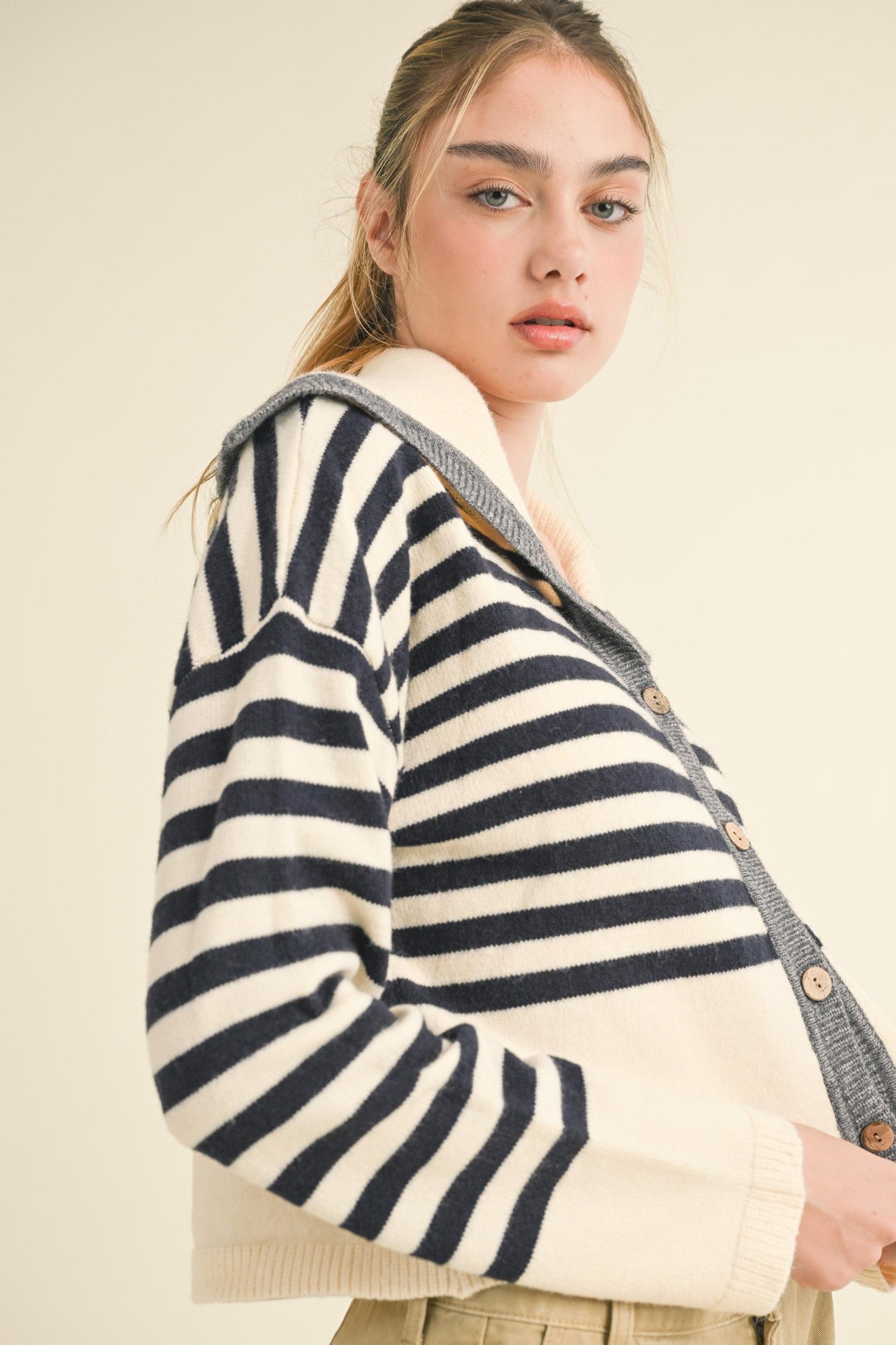 Sailor Collar Cute Sweater Cardigan Product Image