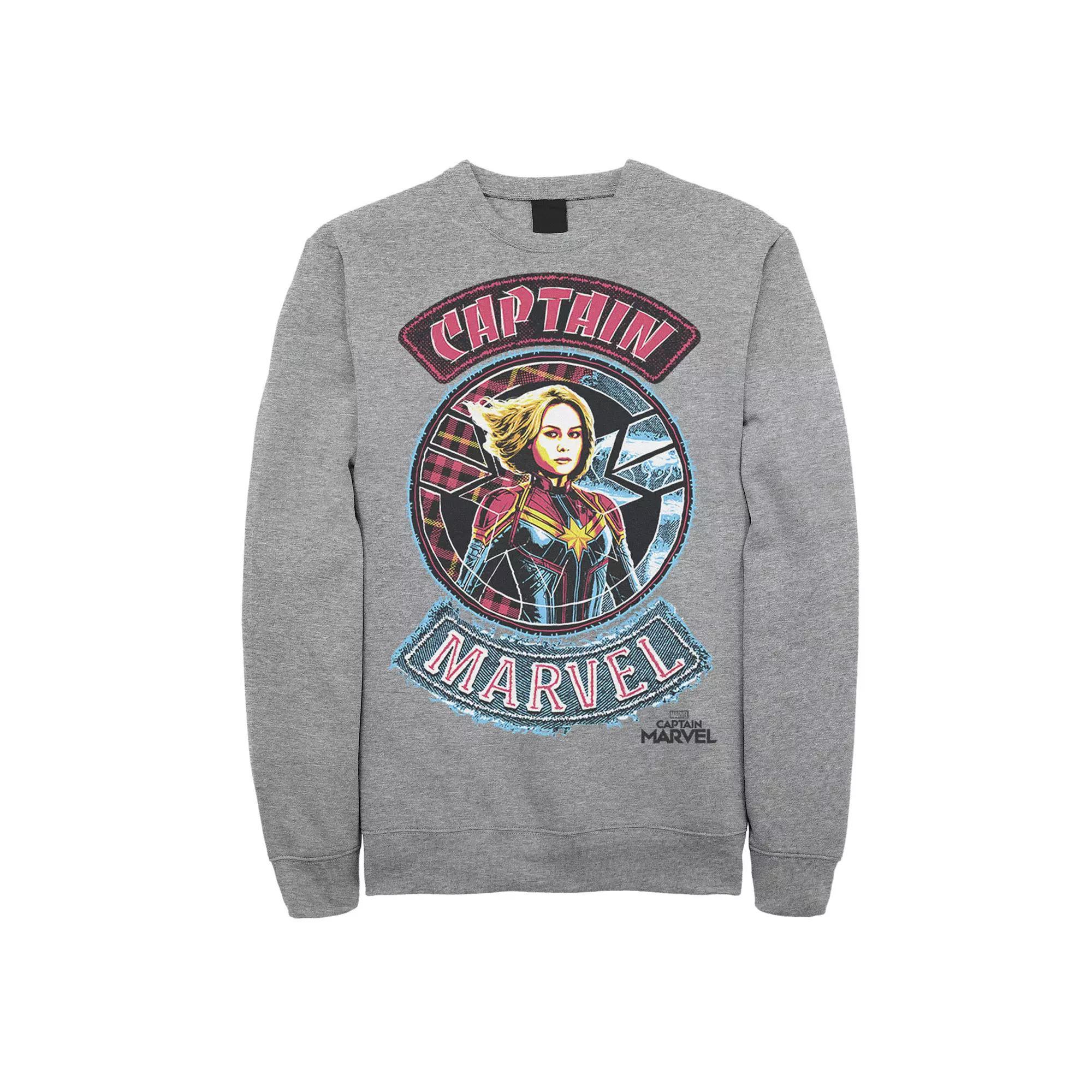 Mens Marvel Captain Marvel Stitched Patched Portrait Tee Athletic Grey Product Image