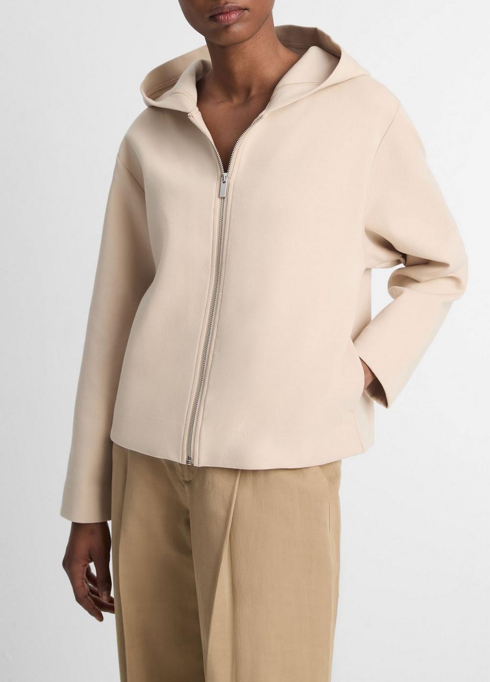 Womens Cotton-Blend Cropped Zip-Up Hoodie, Beach, Size L Vince Product Image