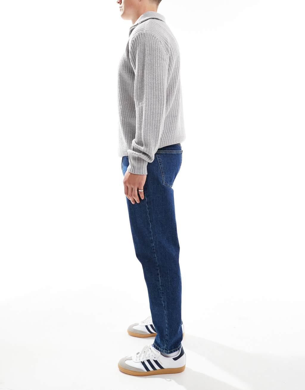 Pull&Bear standard fit rinse wash jeans in dark blue Product Image