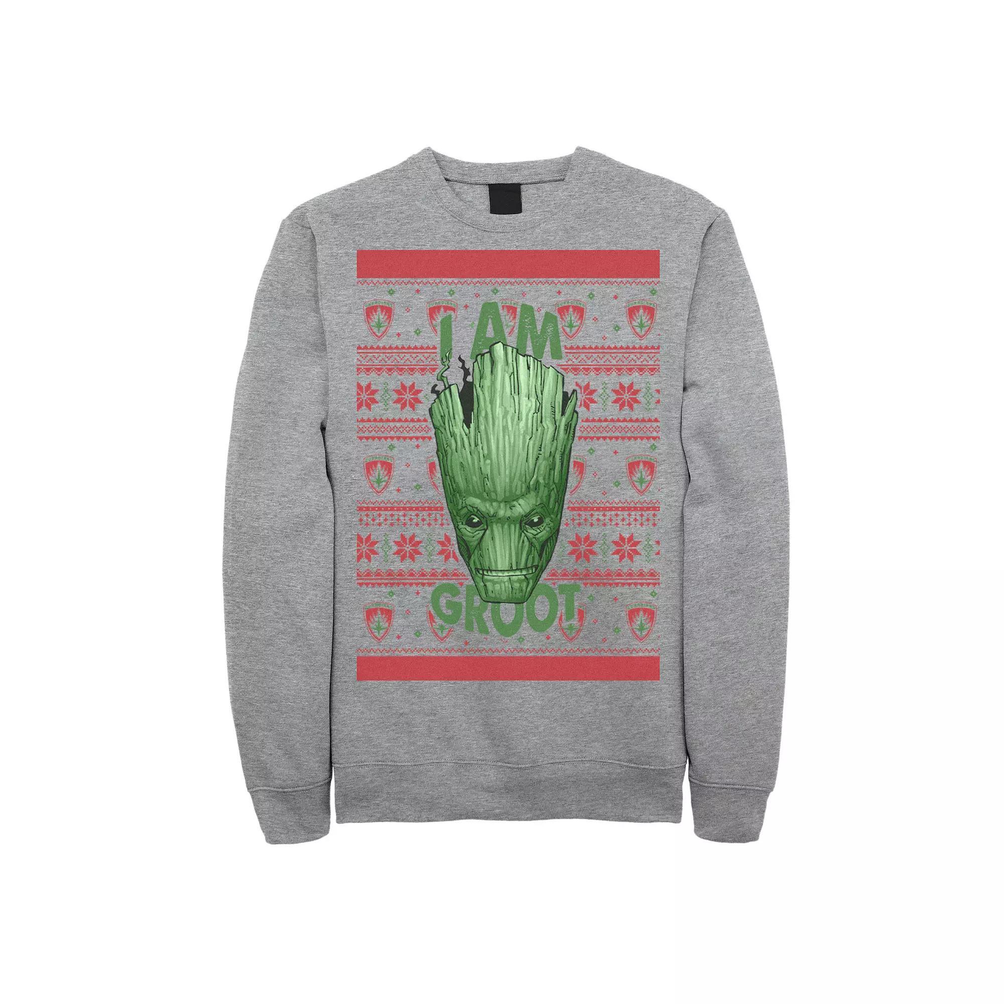 Men's Marvel Guardians of the Galaxy "I AM GROOT" Sweatshirt, Size: XL, Athletic Grey Product Image