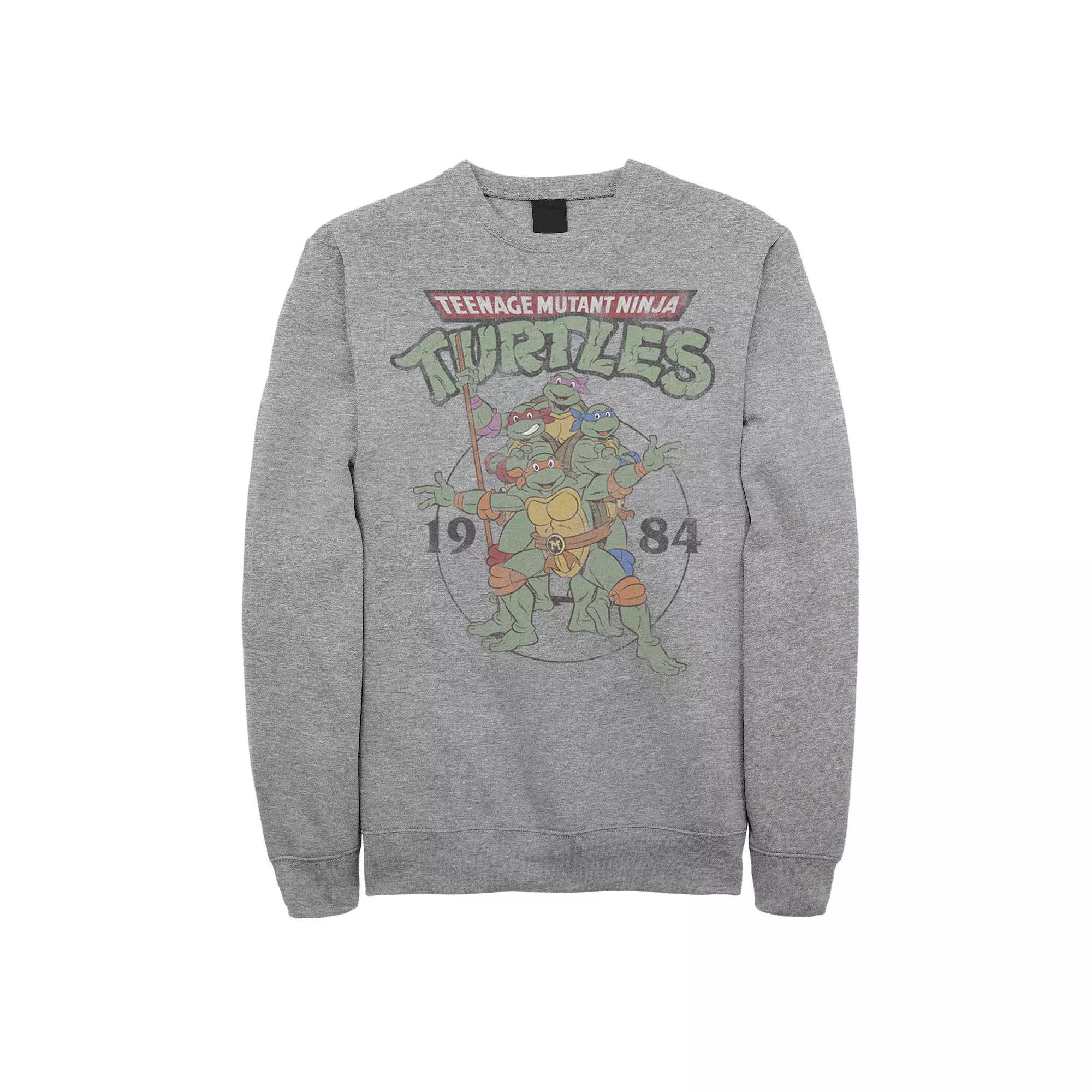 Men's Ninja Turtles Vintage 1984 Goofy Group Shot Fleece, Size: XL, Athletic Grey Product Image