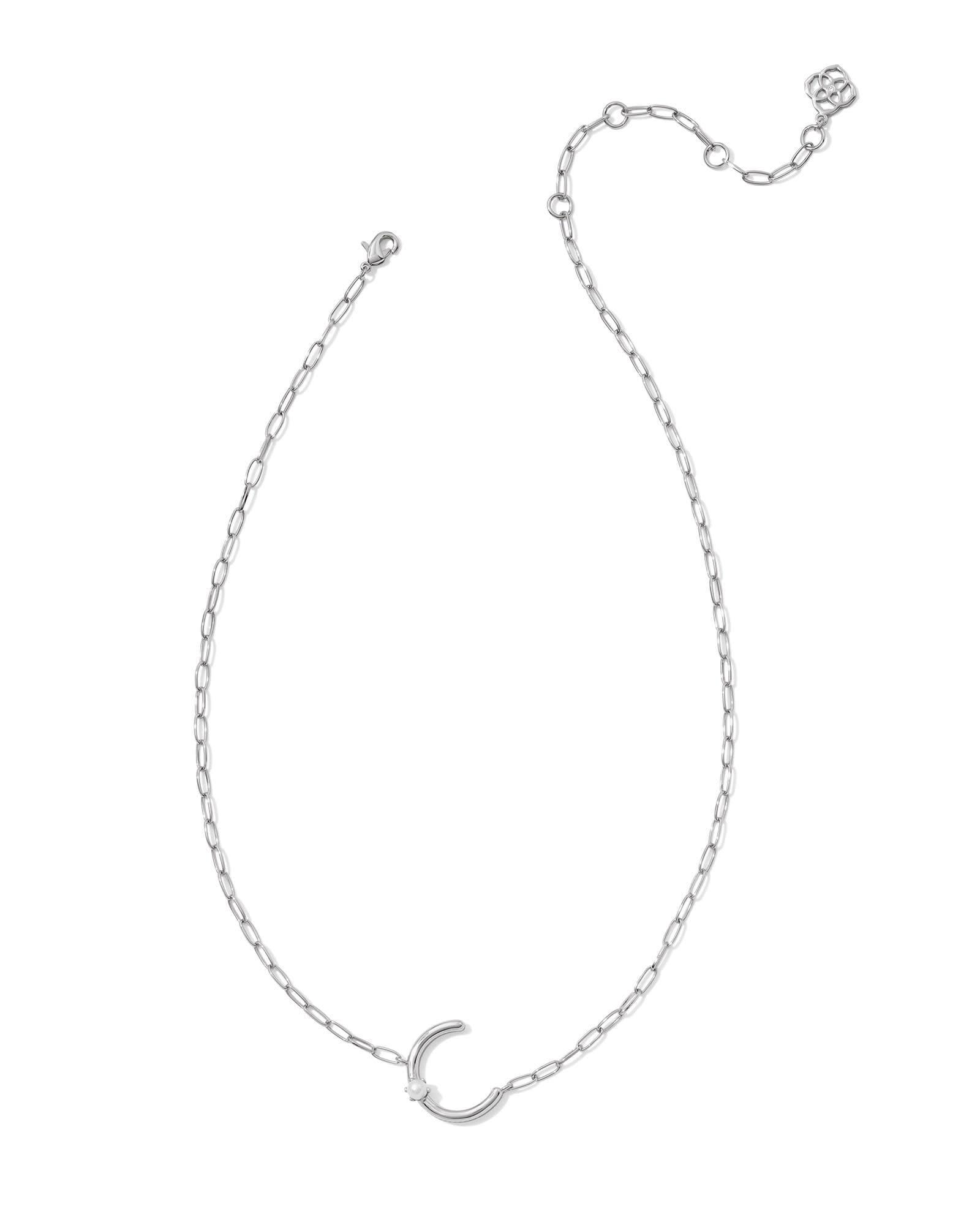 Pearl Silver Letter X Short Pendant Necklace in Freshwater Cultured Pearl Product Image