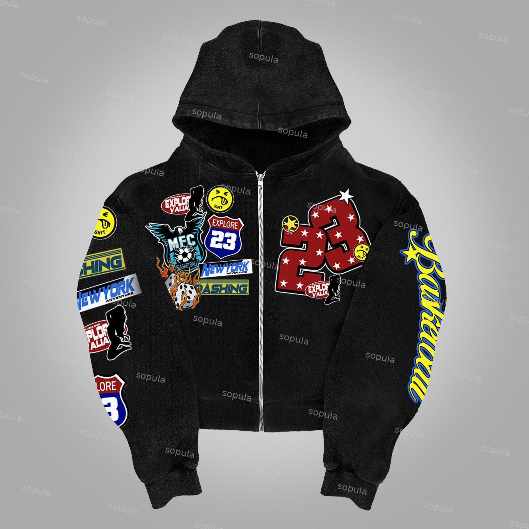 Sopula Vintage No.23 Graphic Print Zip Up Hoodie Product Image