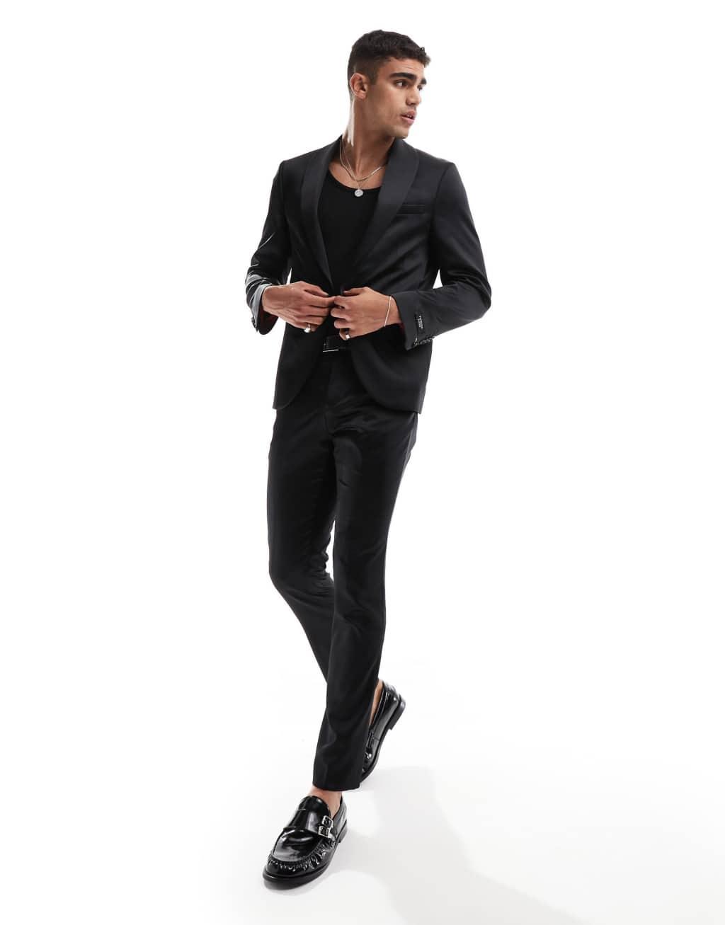 Twisted Tailor Draco skinny suit jacket in black - part of a set Product Image