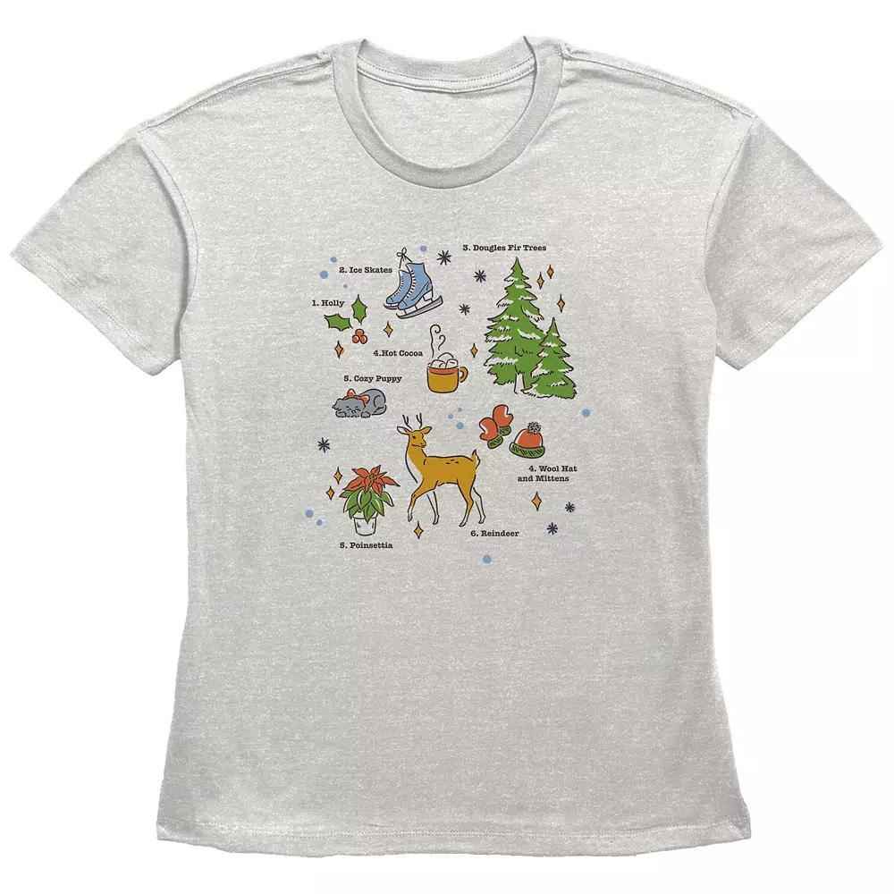 Women's Christmas Icons Spread Graphic Tee, Size: XL, Oatmeal Product Image