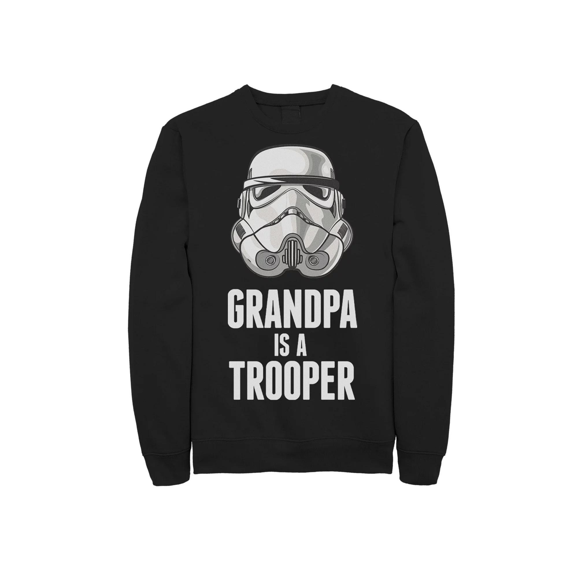 Men's Star Wars Stormtrooper Grandpa Is A Trooper Fleece Graphic Pullover, Size: 3XL Tall, Black Product Image