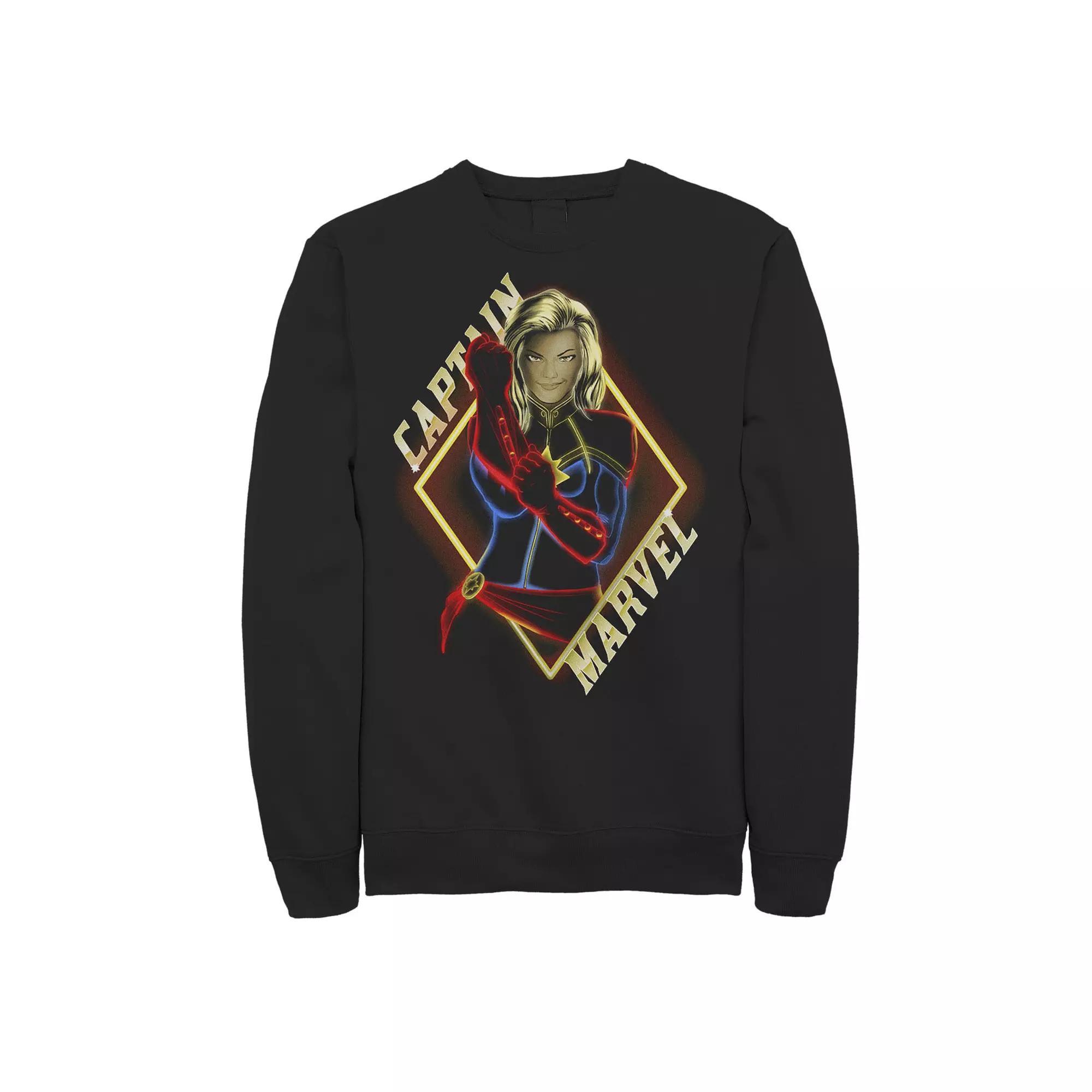 Men's Marvel Captain Marvel Bold Neon Sweatshirt, Size: XL, Black Product Image