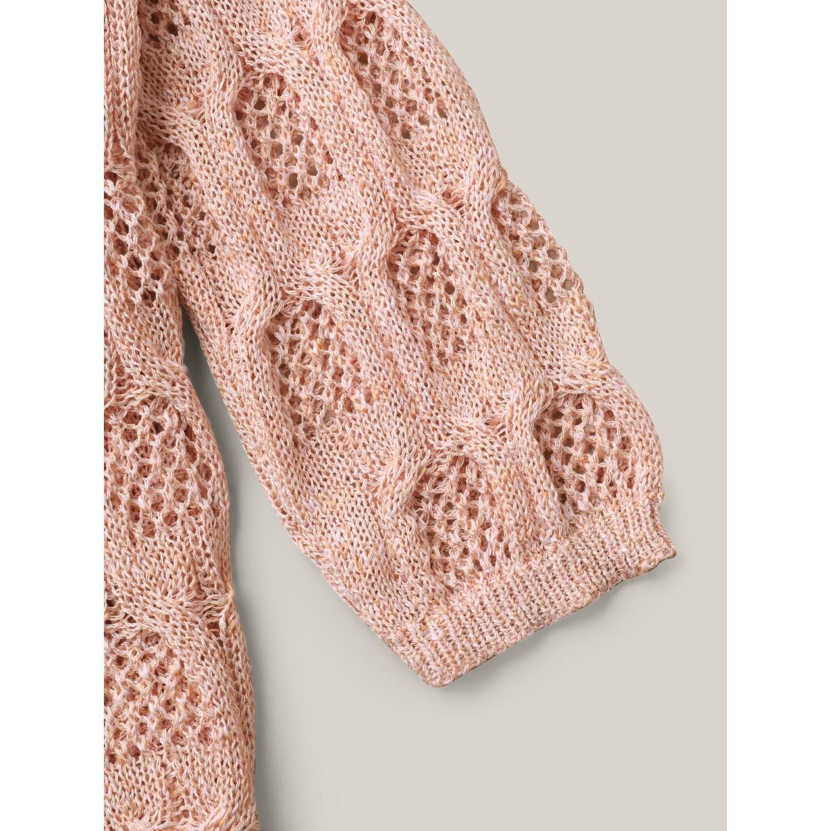 Plus Size Textured Cut-Out Ribbed Hem Pullover Crepe Women Casual Loose Long Sleeve Round Neck Everyday Pullovers BloomChic 10/M Product Image
