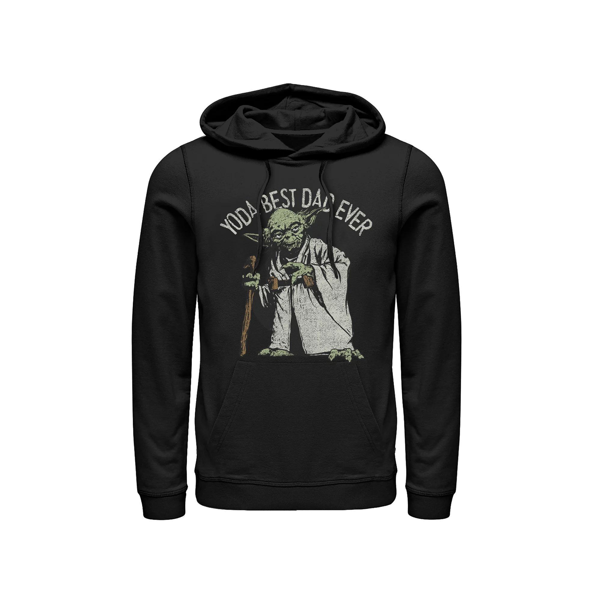 Men's Star Wars Yoda Best Dad Ever Pull-Over Hoodie, Size: XXL, Black Product Image