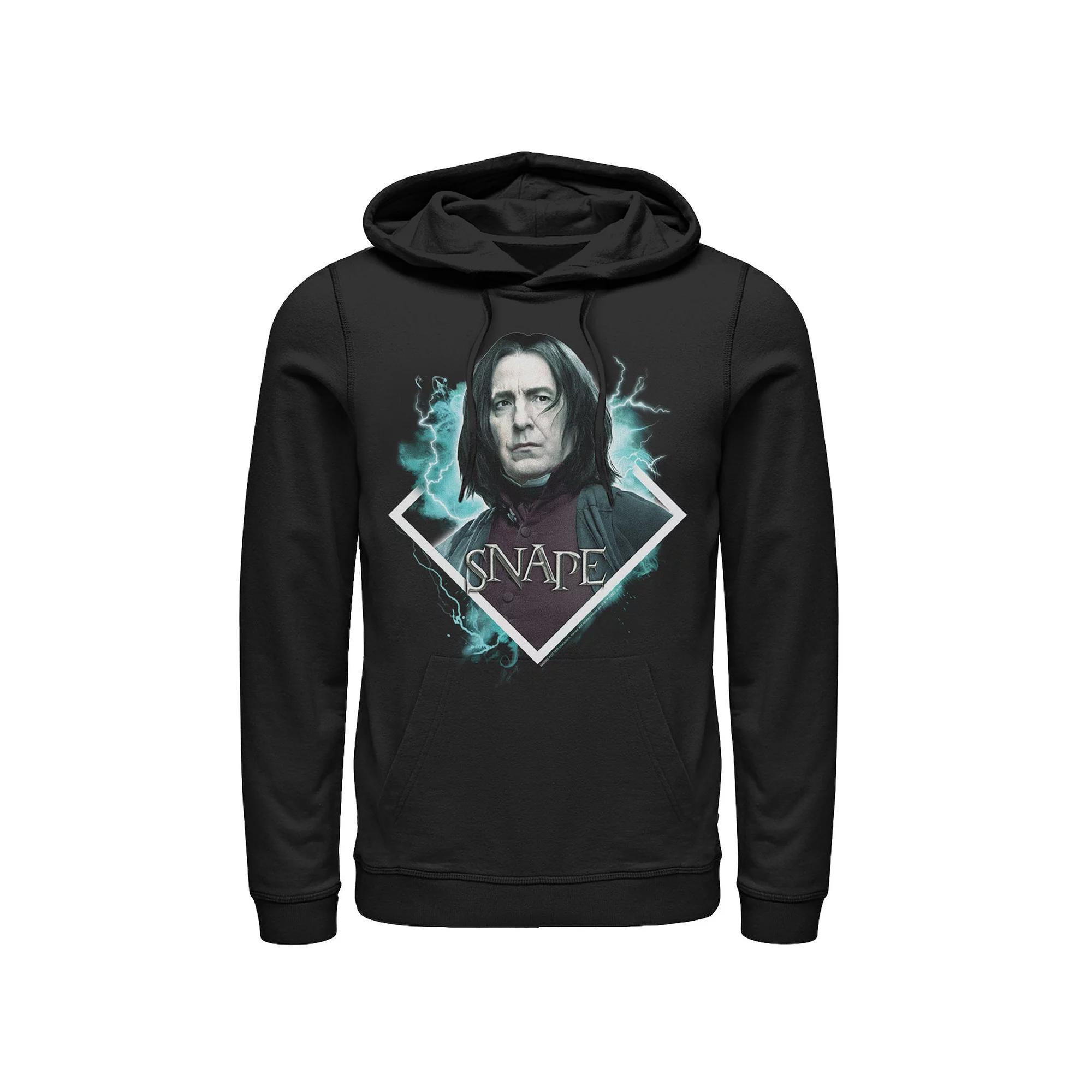 Men's Harry Potter Snape Blue Lightning Character Portrait Graphic Pullover Hoodie, Size: Large, Grey Heather Product Image