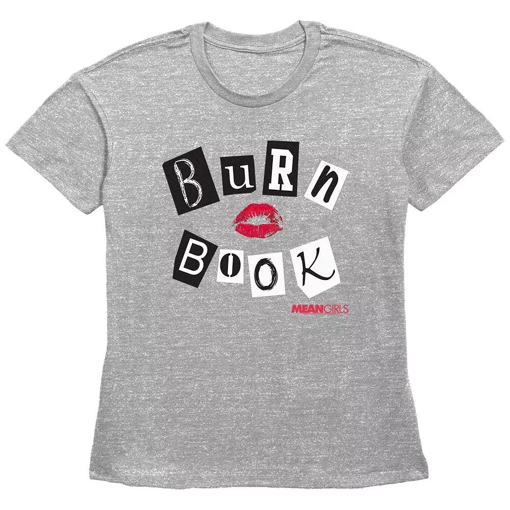 Women's Mean Girls Burn Book Cover Basic Fit Graphic Tee, Girl's, Size: XL, Grey Gray Product Image
