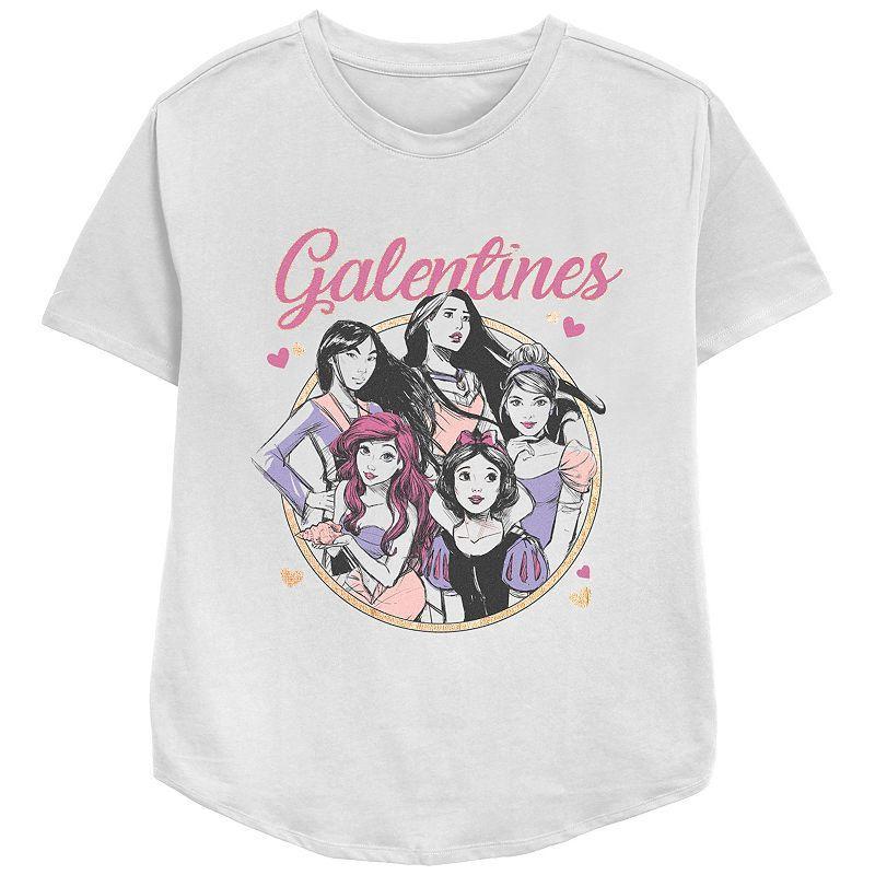 Women's Disney Princess Galentines Group Relaxed Fit Graphic Tee, Girl's, Size: Small, White Product Image