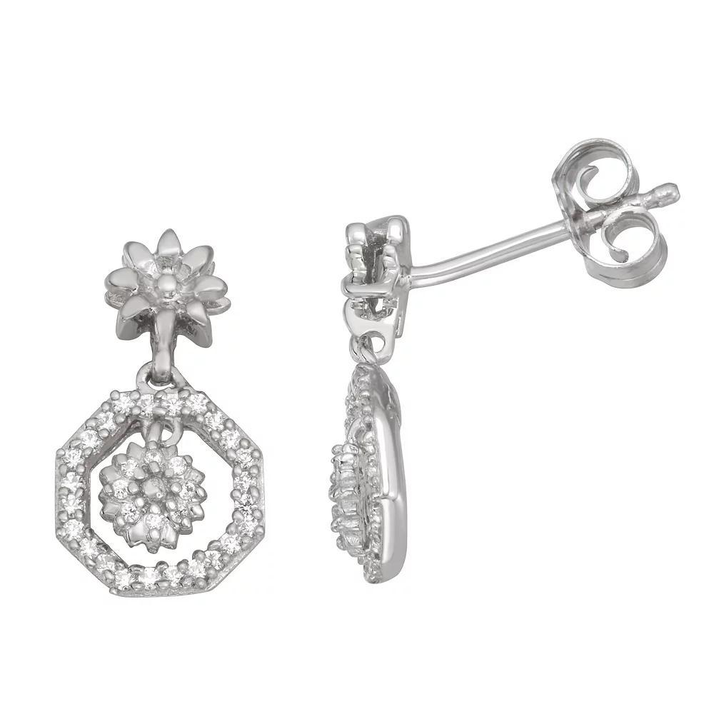 Jewelexcess Sterling Silver 1/6 Carat T.W. Diamond Drop Earrings, Women's, Silver Tone Product Image