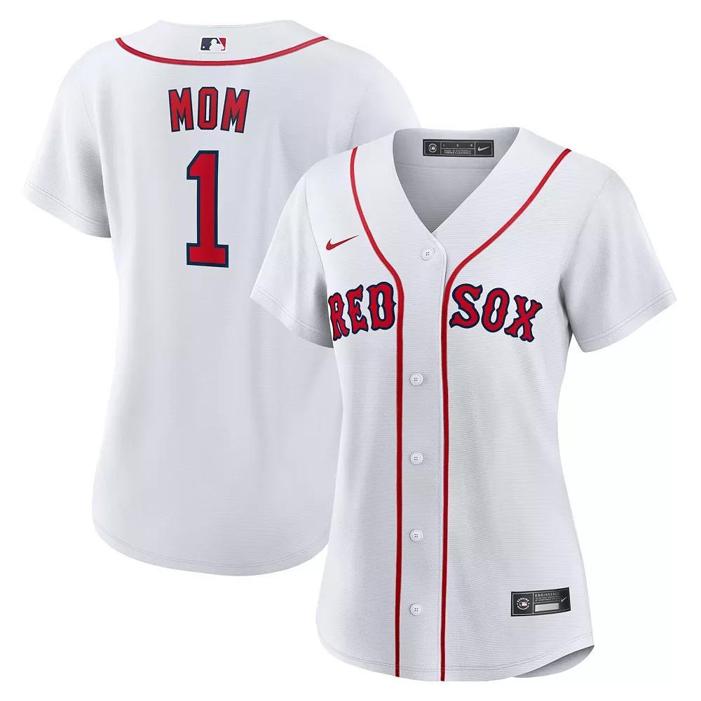 Women's Nike  White Boston Red Sox #1 Mom Home Replica Jersey, Size: Small Product Image