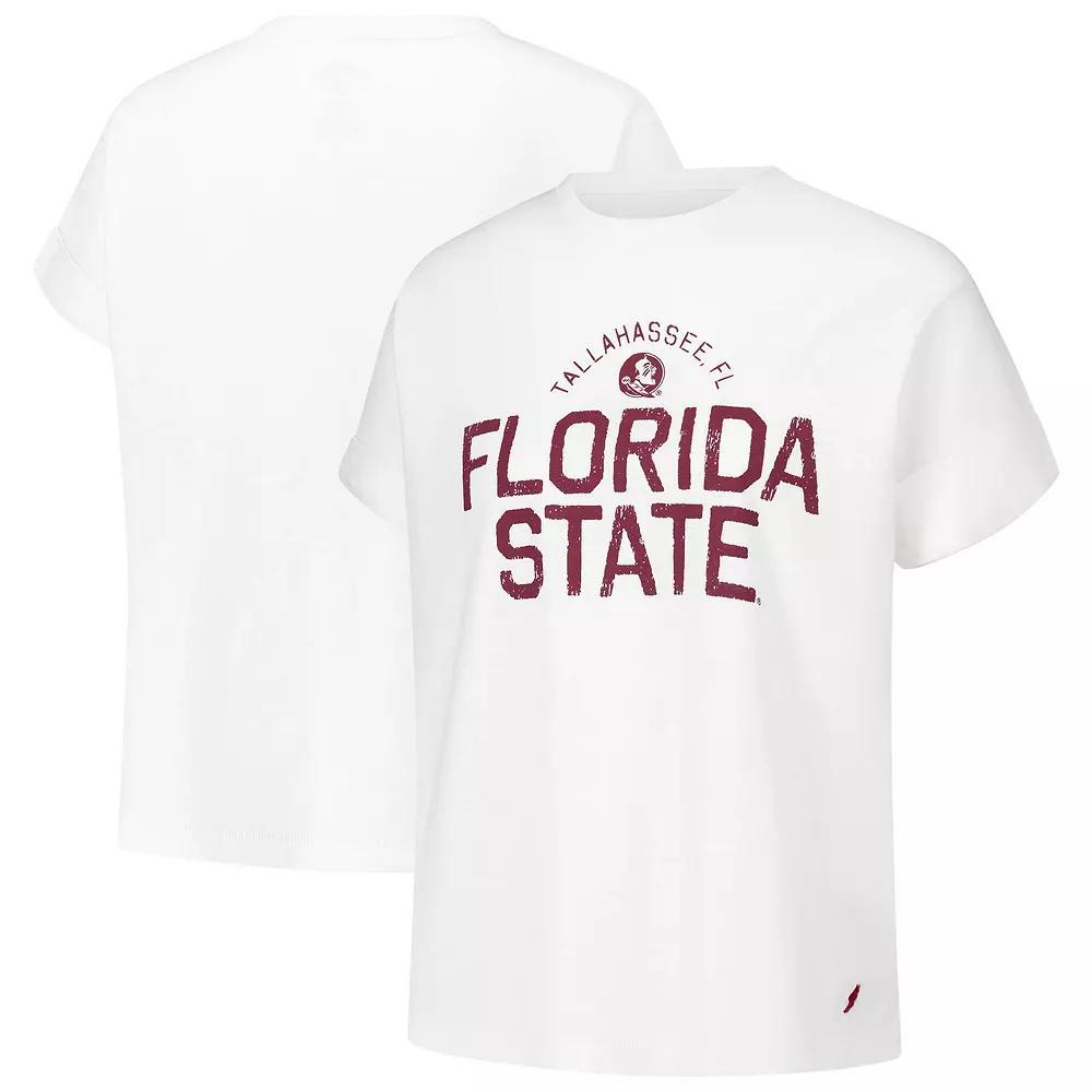Women's League Collegiate Wear White Florida State Seminoles Slub Rolled Cuff T-Shirt, Size: Small Product Image