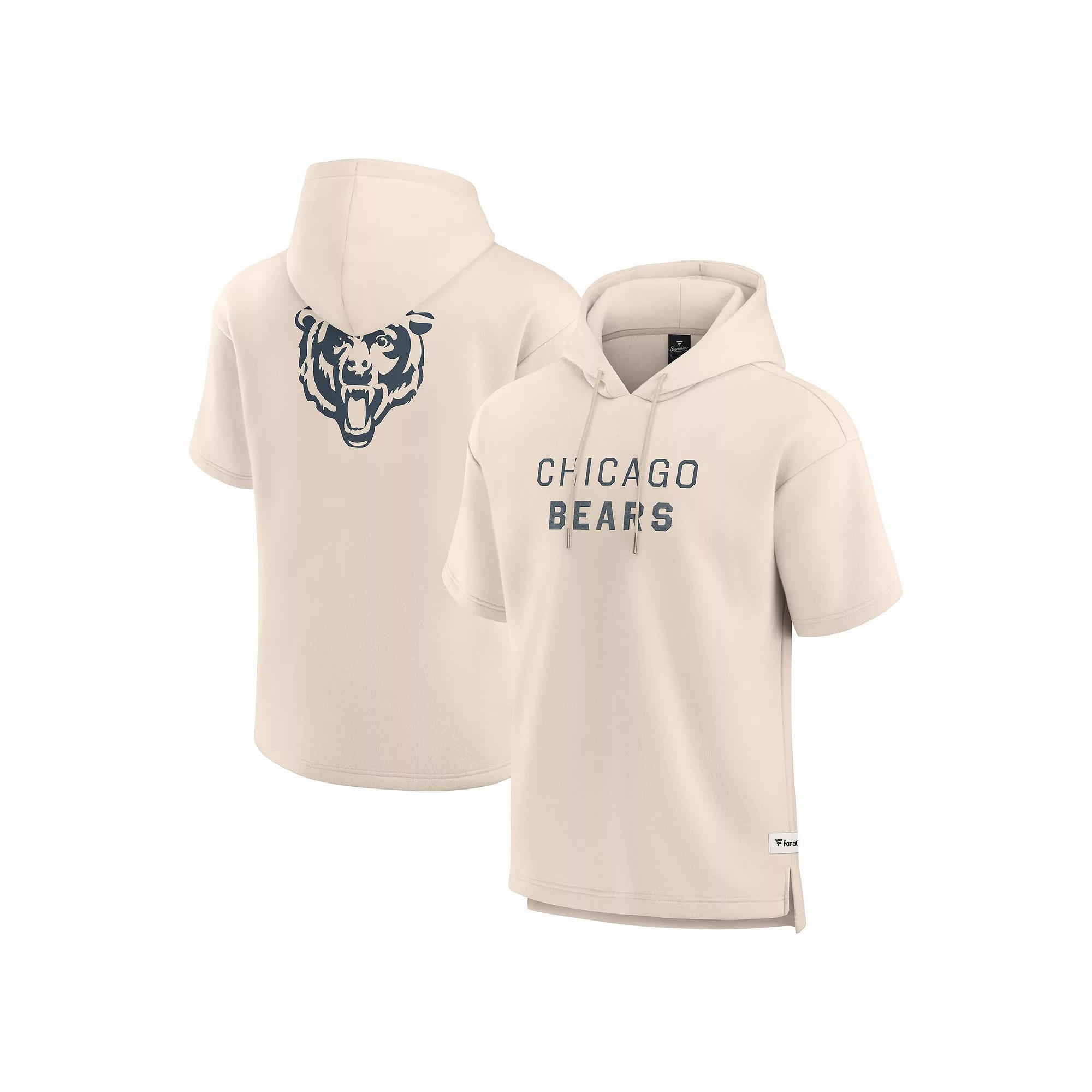 Men's Fanatics Cream Chicago Bears Elements Future Ground Lettering Short Sleeve Pullover Hoodie, Size: 2XL, Beige Product Image