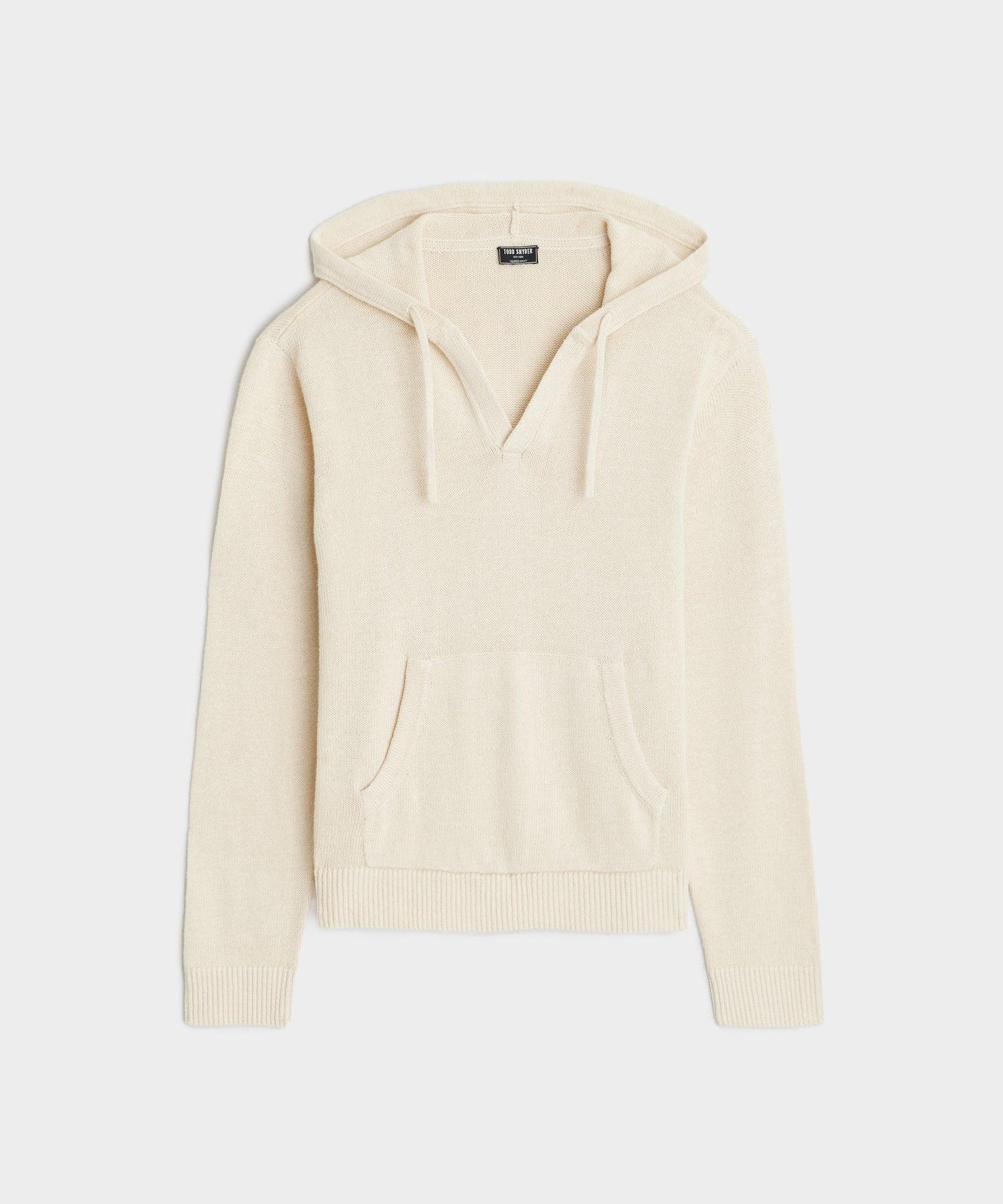 Linen-Cotton Popover Hoodie in Bisque Product Image