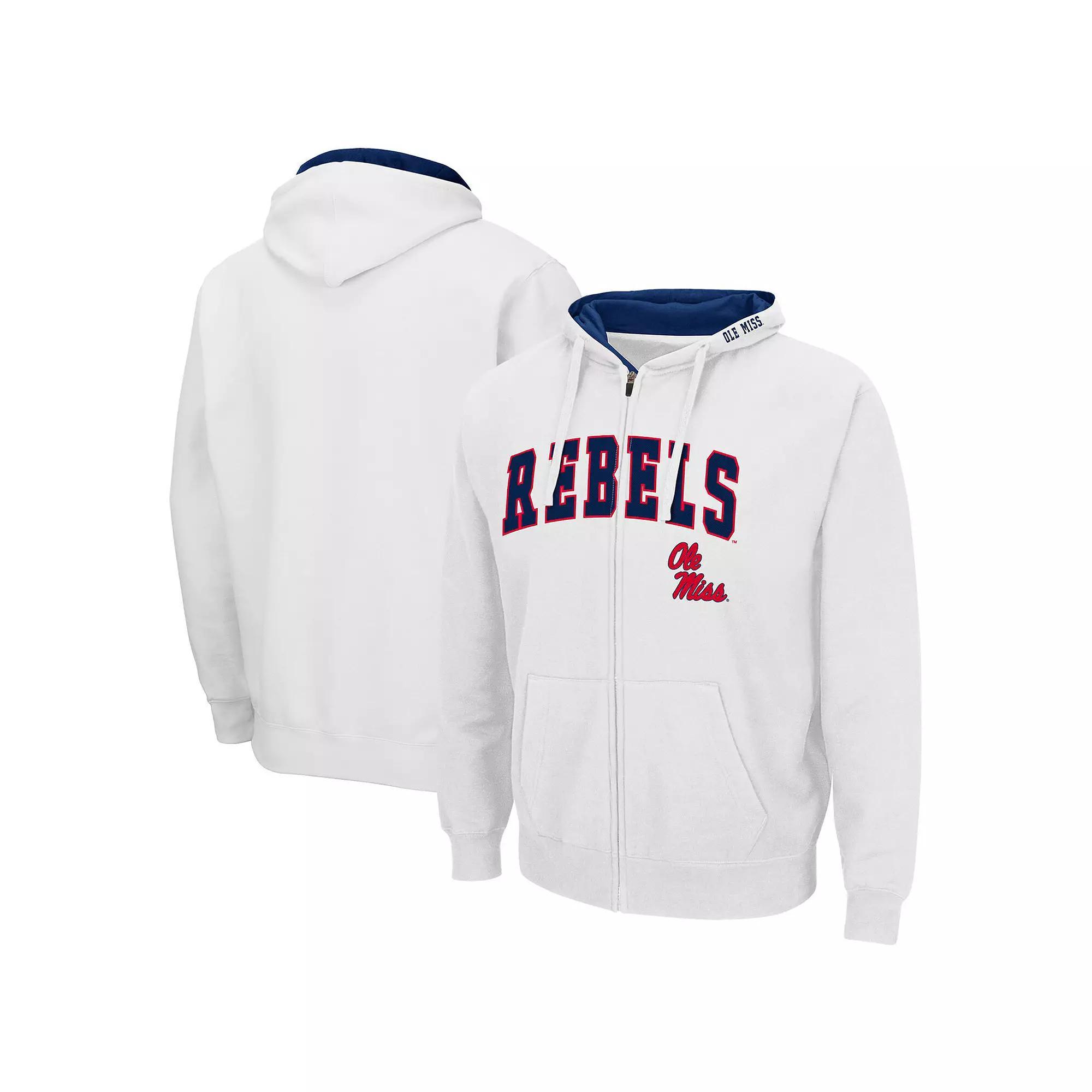 Men's Colosseum  White Ole Miss Rebels Arch & Logo 3.0 Full-Zip Hoodie, Size: XL Product Image