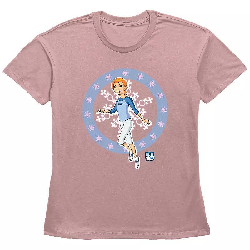 Women's Ben 10 Gwen Snowflakes Graphic Tee, Size: Small, Desert Pink Product Image