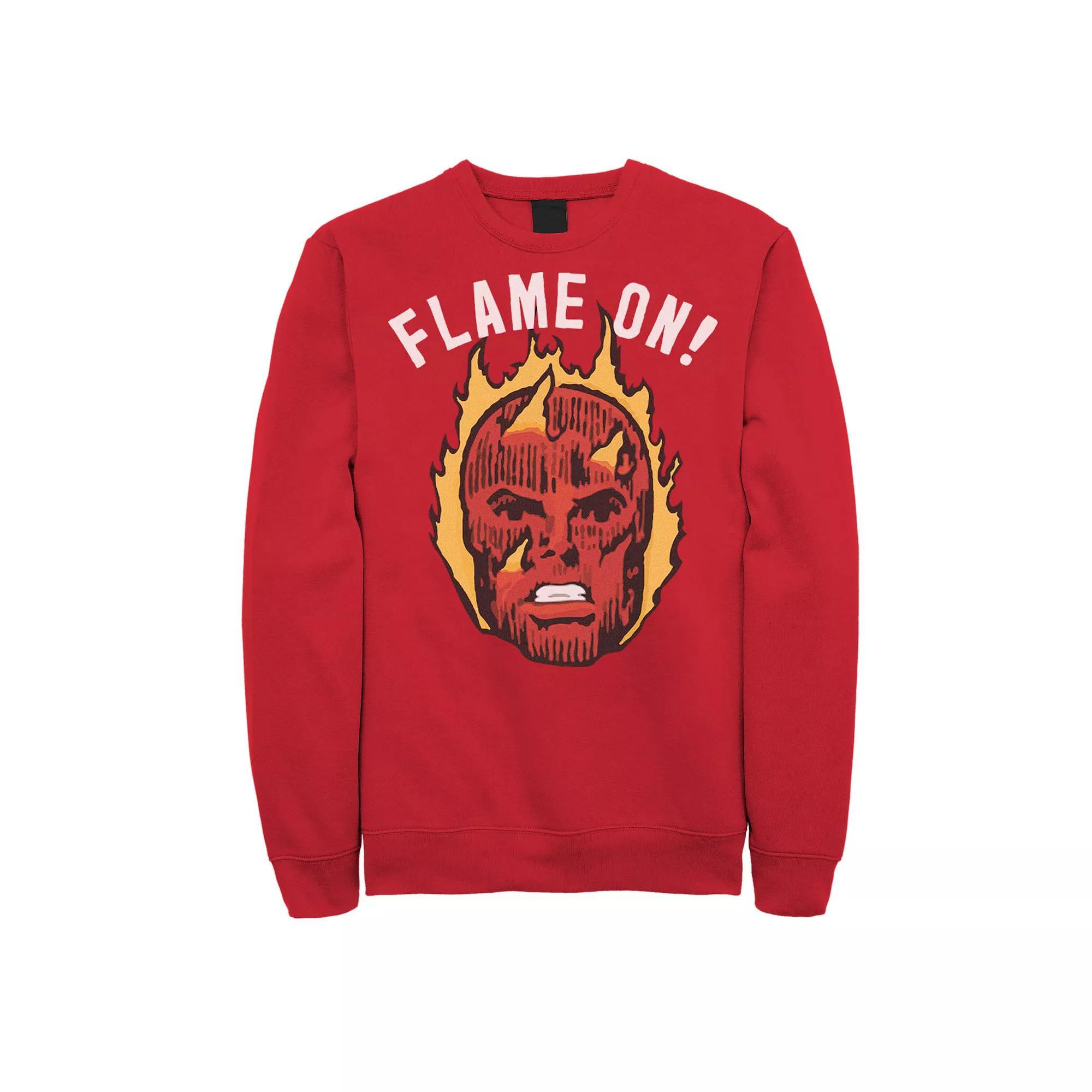 Men's Marvel Fantastic Four The Human Torch Flame On Portrait Sweatshirt, Size: XXL, Red Product Image