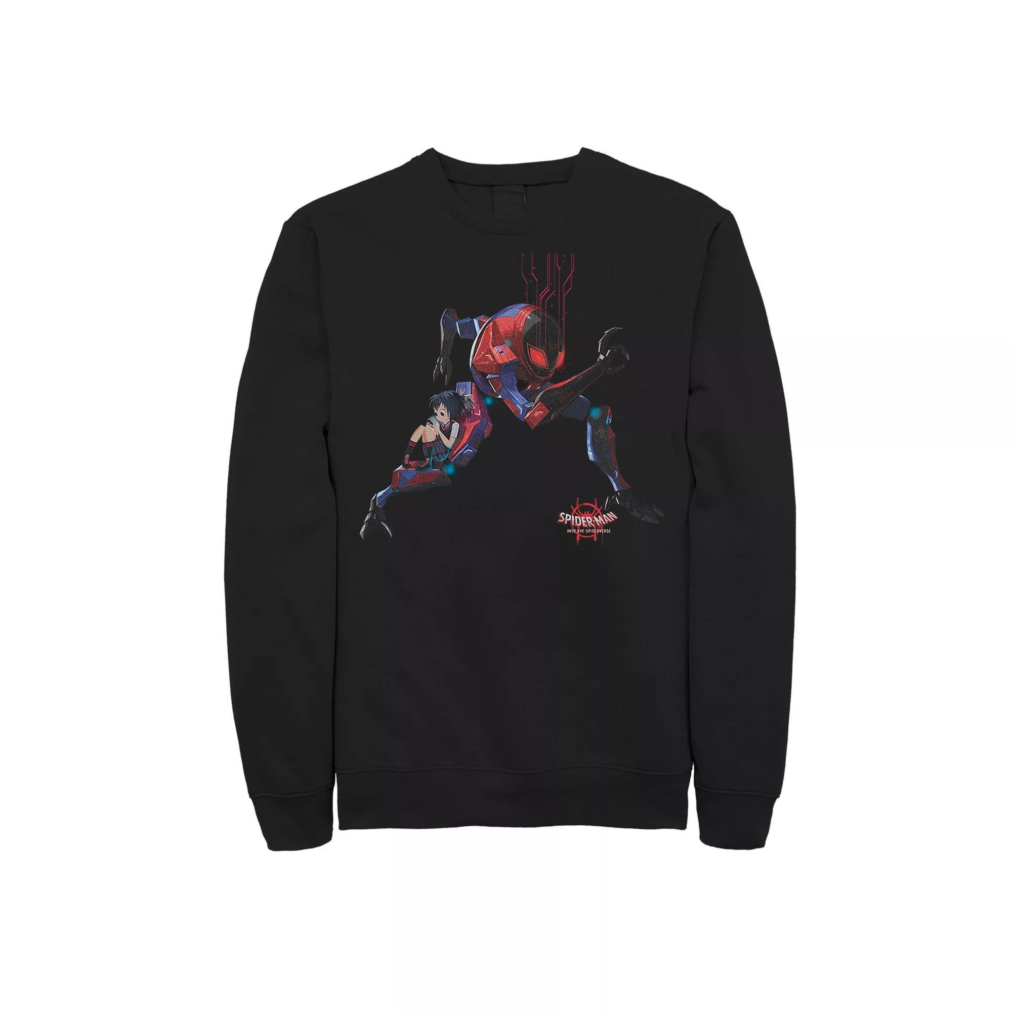 Men's Marvel Spider-Man Spiderverse Peni Robot Graphic Fleece Pullover, Size: Large, Black Product Image