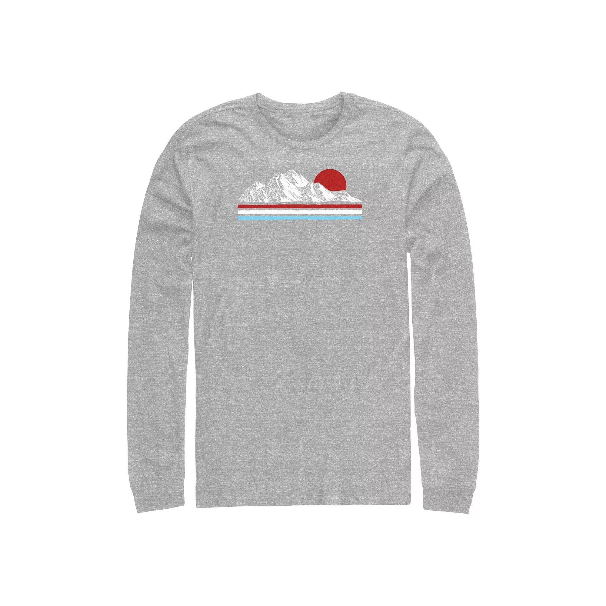 Big & Tall Snowy Mountains Long Sleeve Graphic Tee, Men's, Size: 5XL, Athletic Grey Product Image