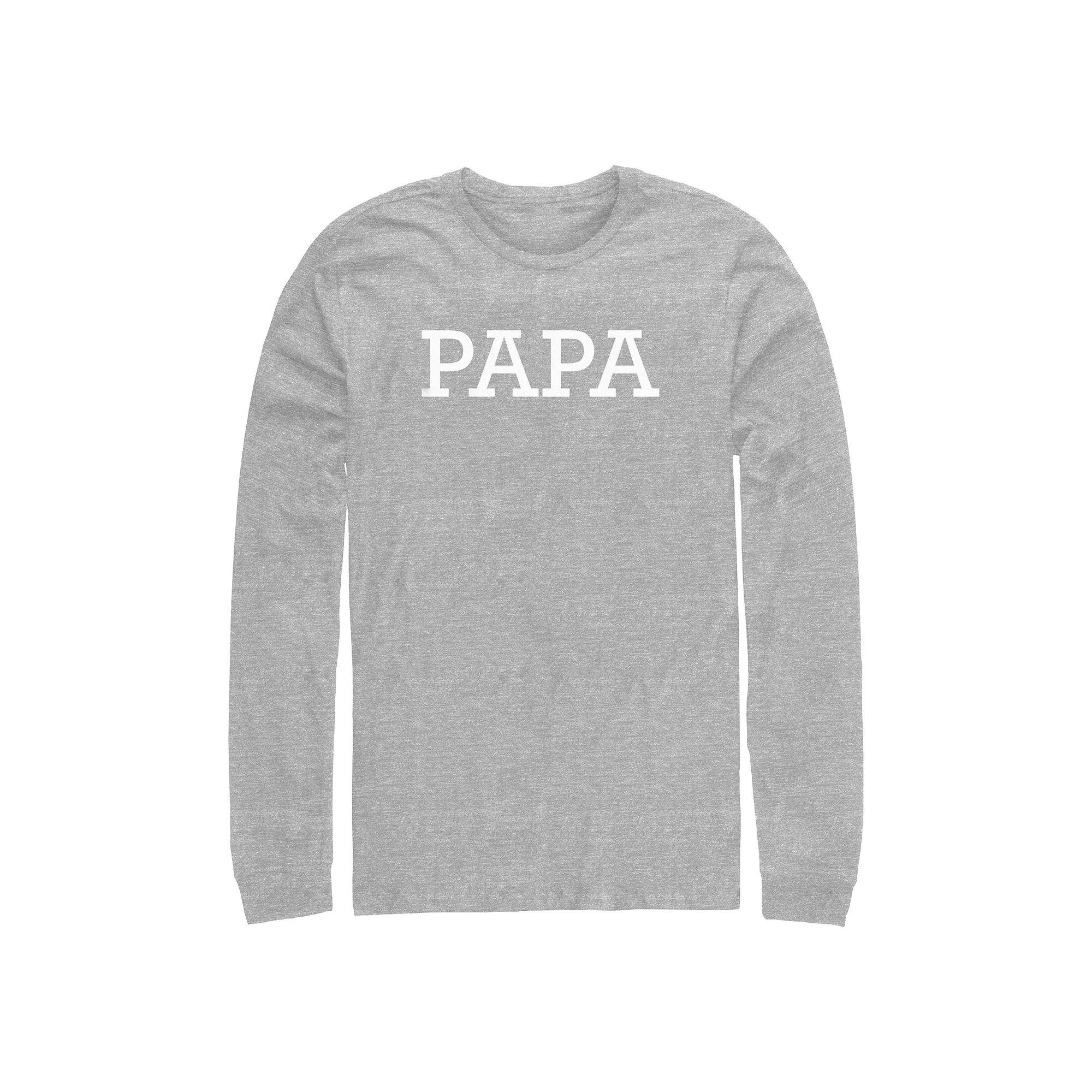 Big & Tall Papa Long Sleeve Graphic Tee, Men's, Size: 5XL, Athletic Grey Product Image
