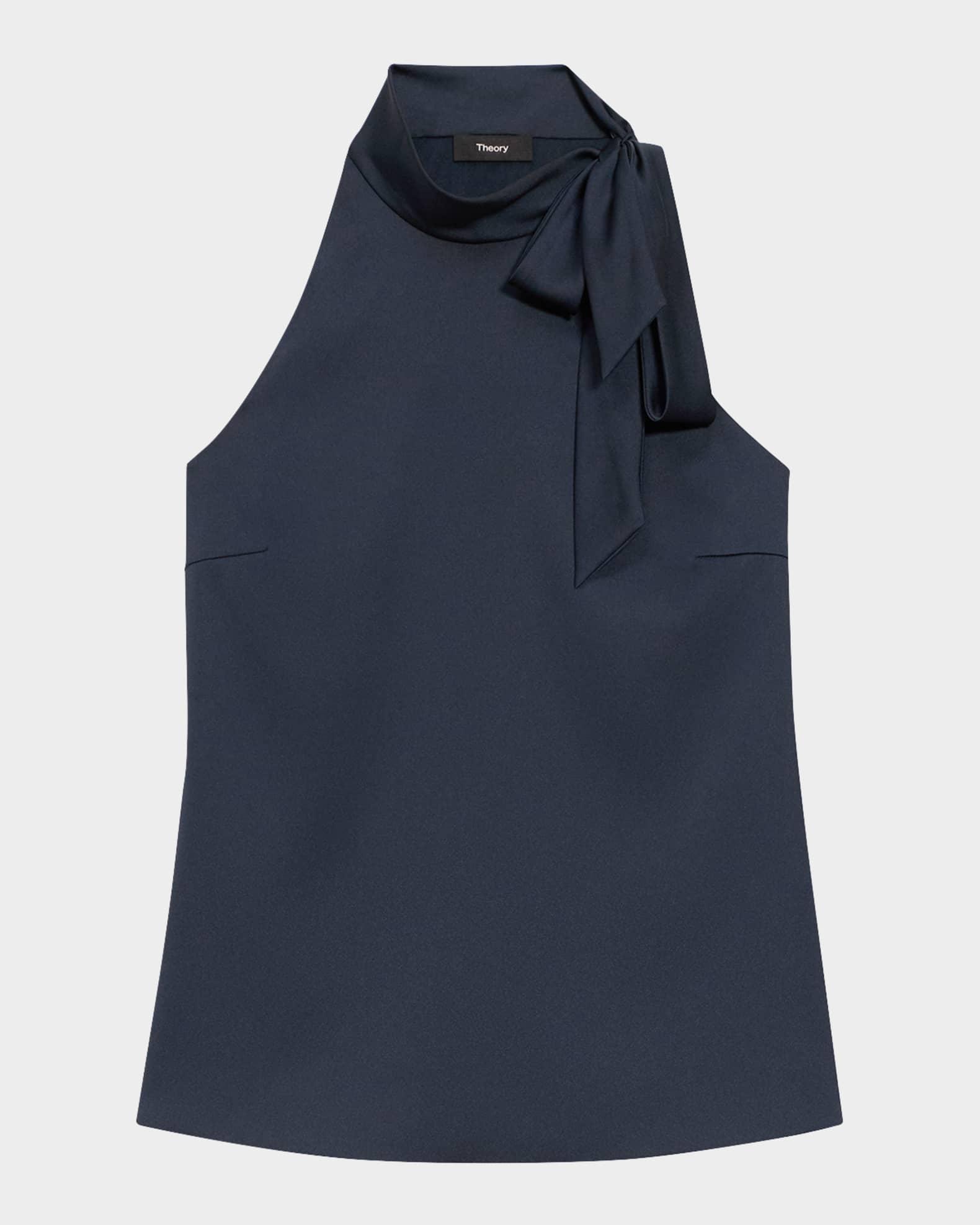 Satin Tie Halter Blouse Product Image