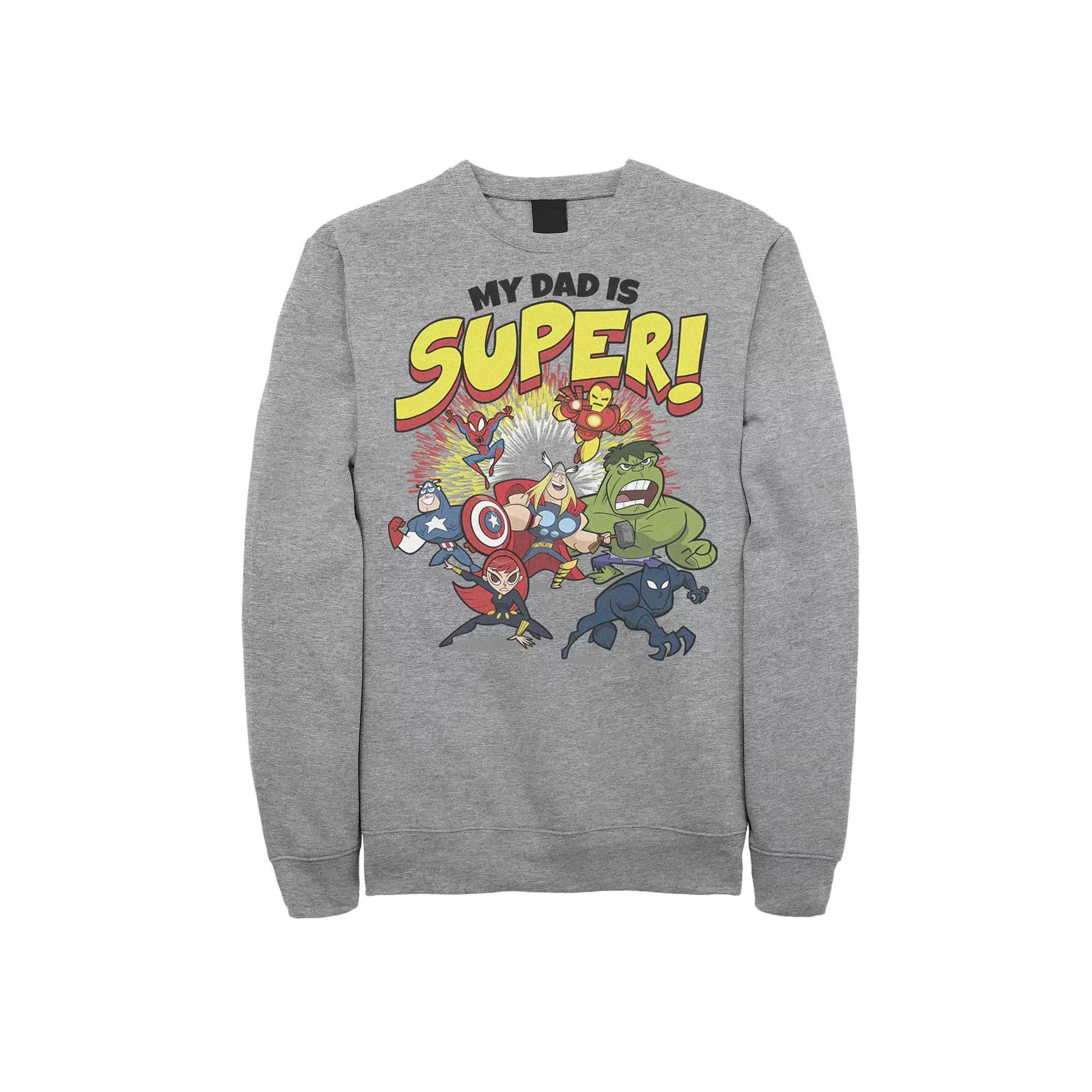 Men's Marvel Father's Day My Dad Is Super Avengers Breakthrough Sweatshirt, Size: Large, Athletic Grey Product Image