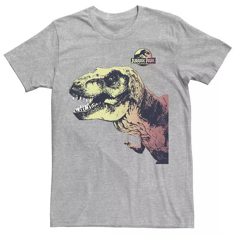 Men's Jurassic Park T-Rex Sunset Color Fil In Graphic Tee, Size: Medium, Athletic Grey Product Image