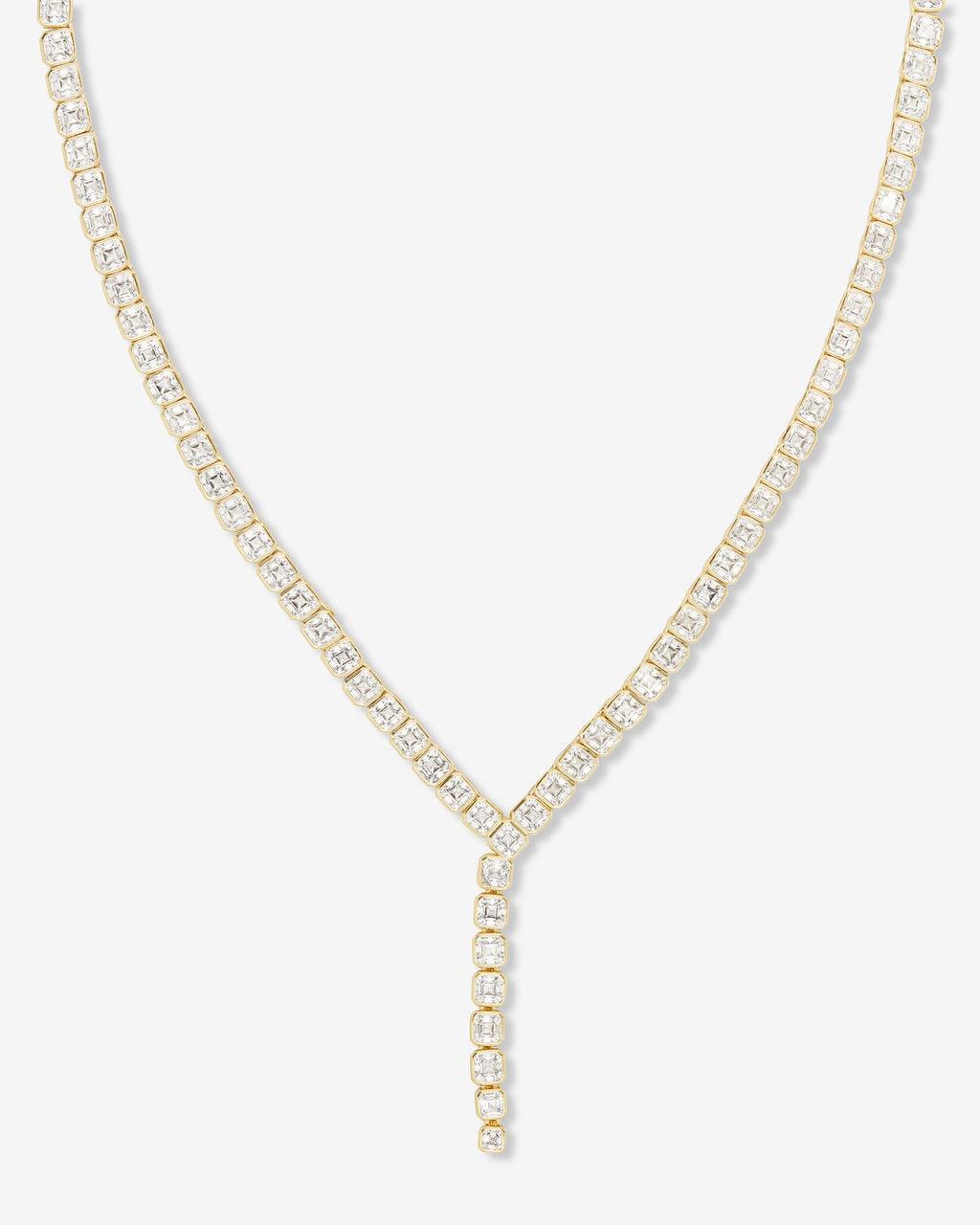 Duchess Lariat Tennis Necklace 16" - Gold|White Diamondettes Product Image